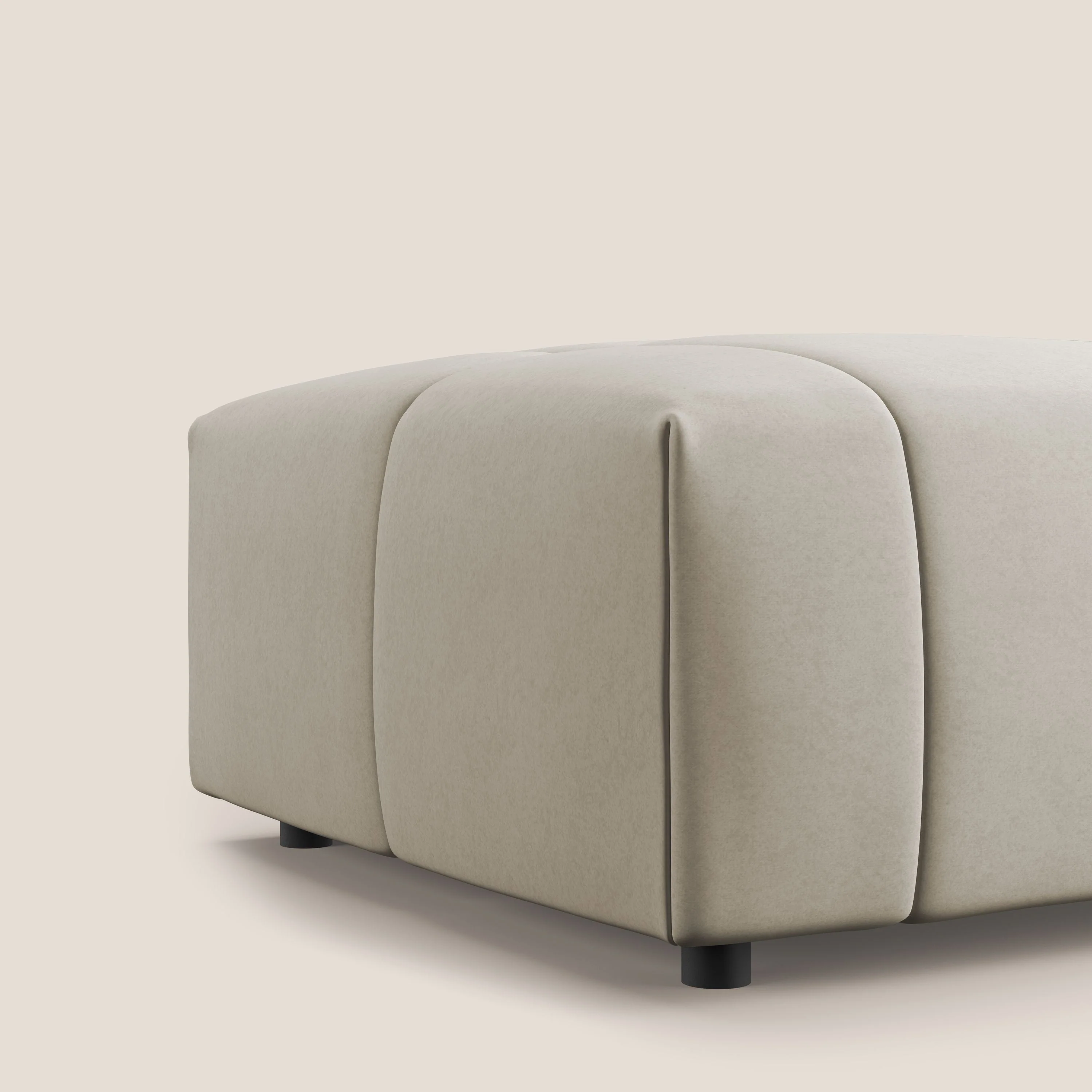 Giotto pouf en velours doux et imperméable T09 beige - Image 5