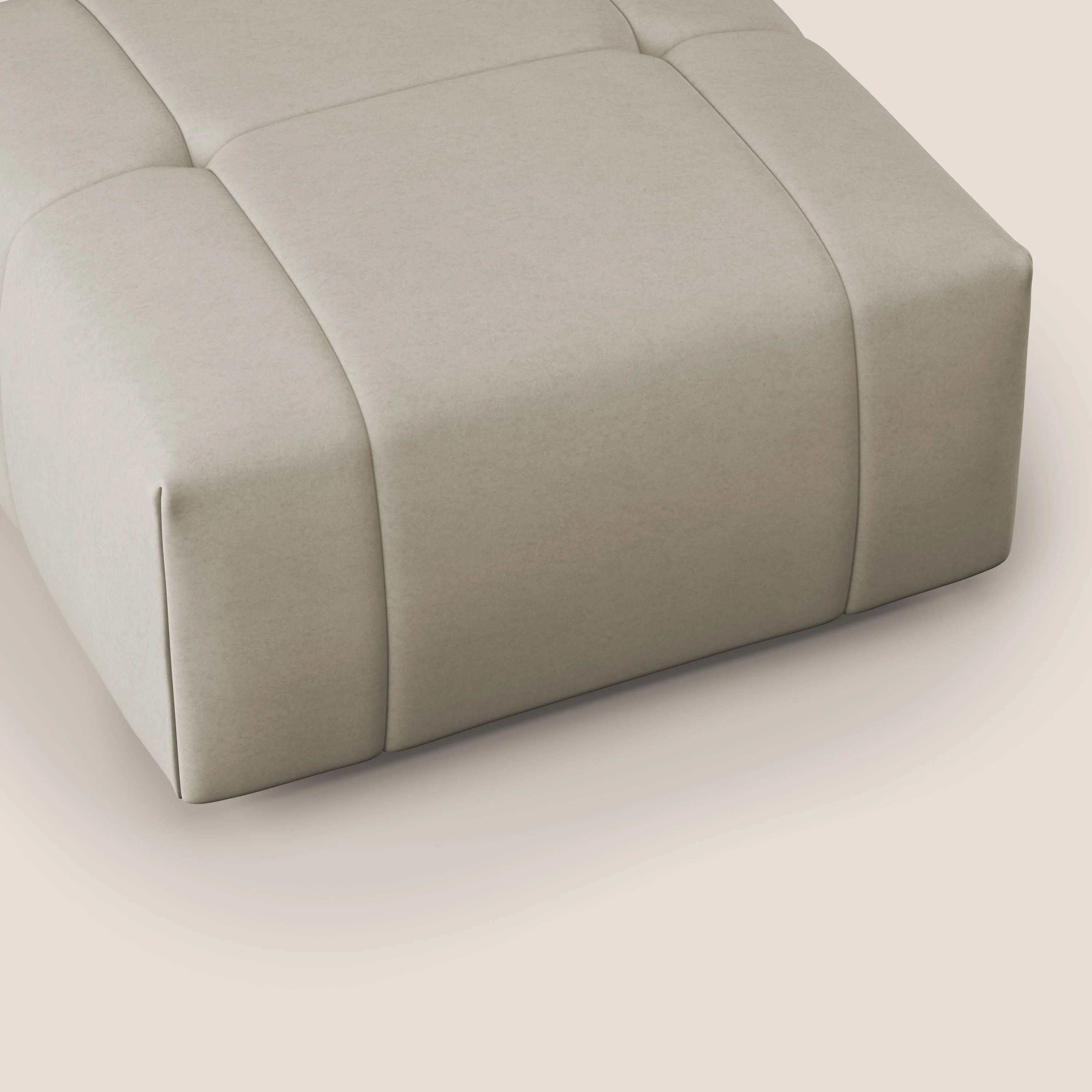 Giotto pouf en velours doux et imperméable T09 beige - Image 6