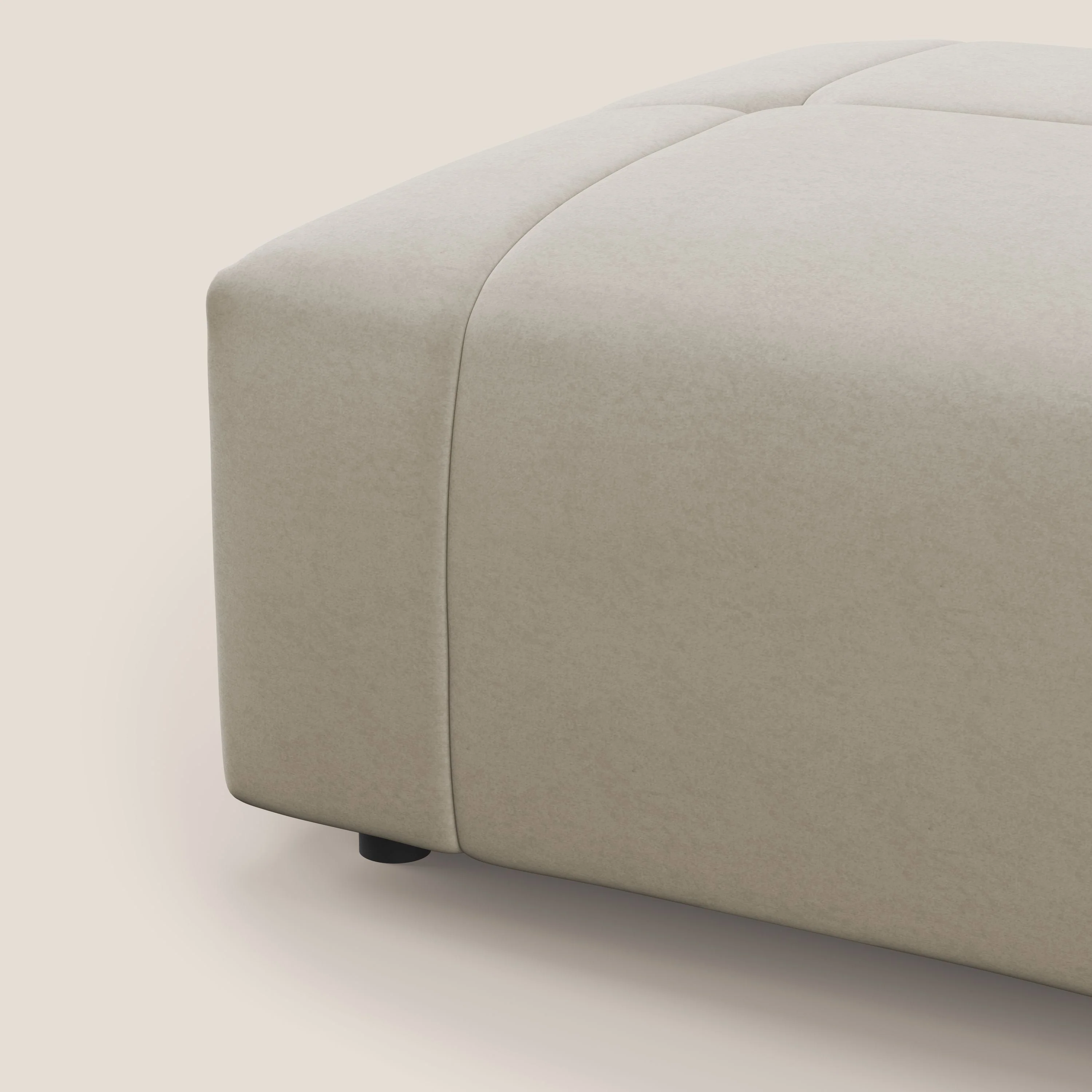 Giotto pouf en velours doux et imperméable T09 beige - Image 7