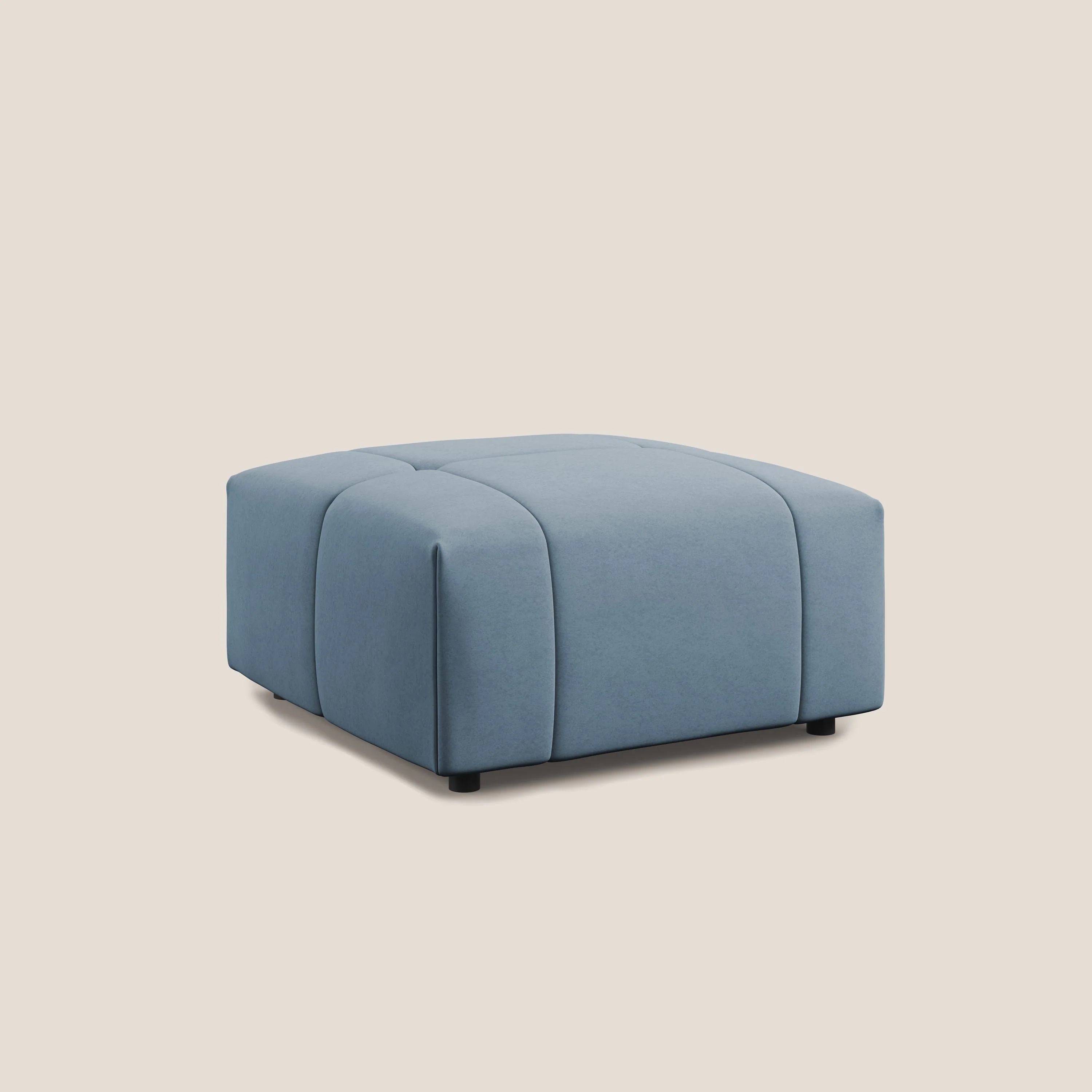 Giotto pouf en velours doux et imperméable T09 bleu gris - Image 2