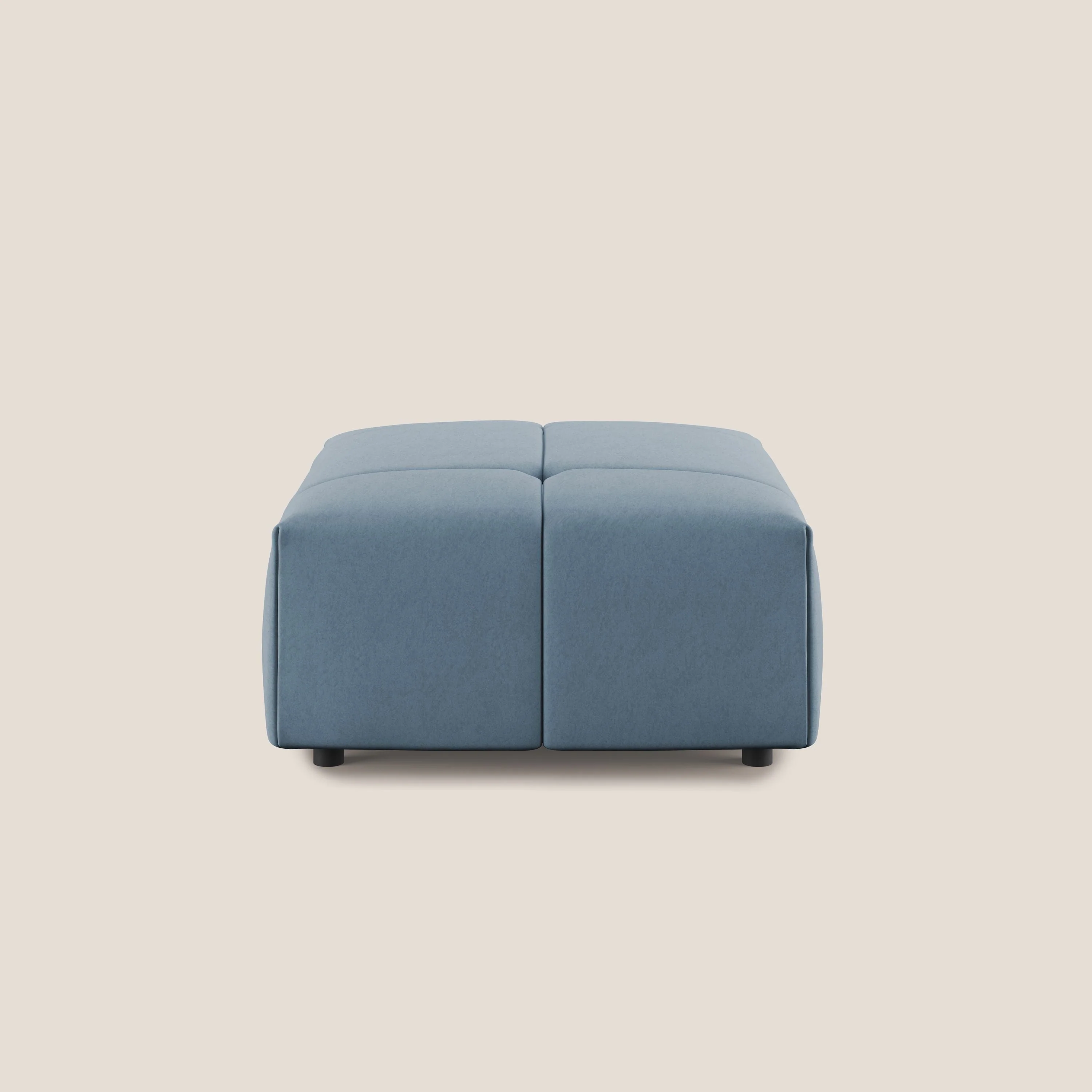Giotto pouf en velours doux et imperméable T09 bleu gris - Image 3