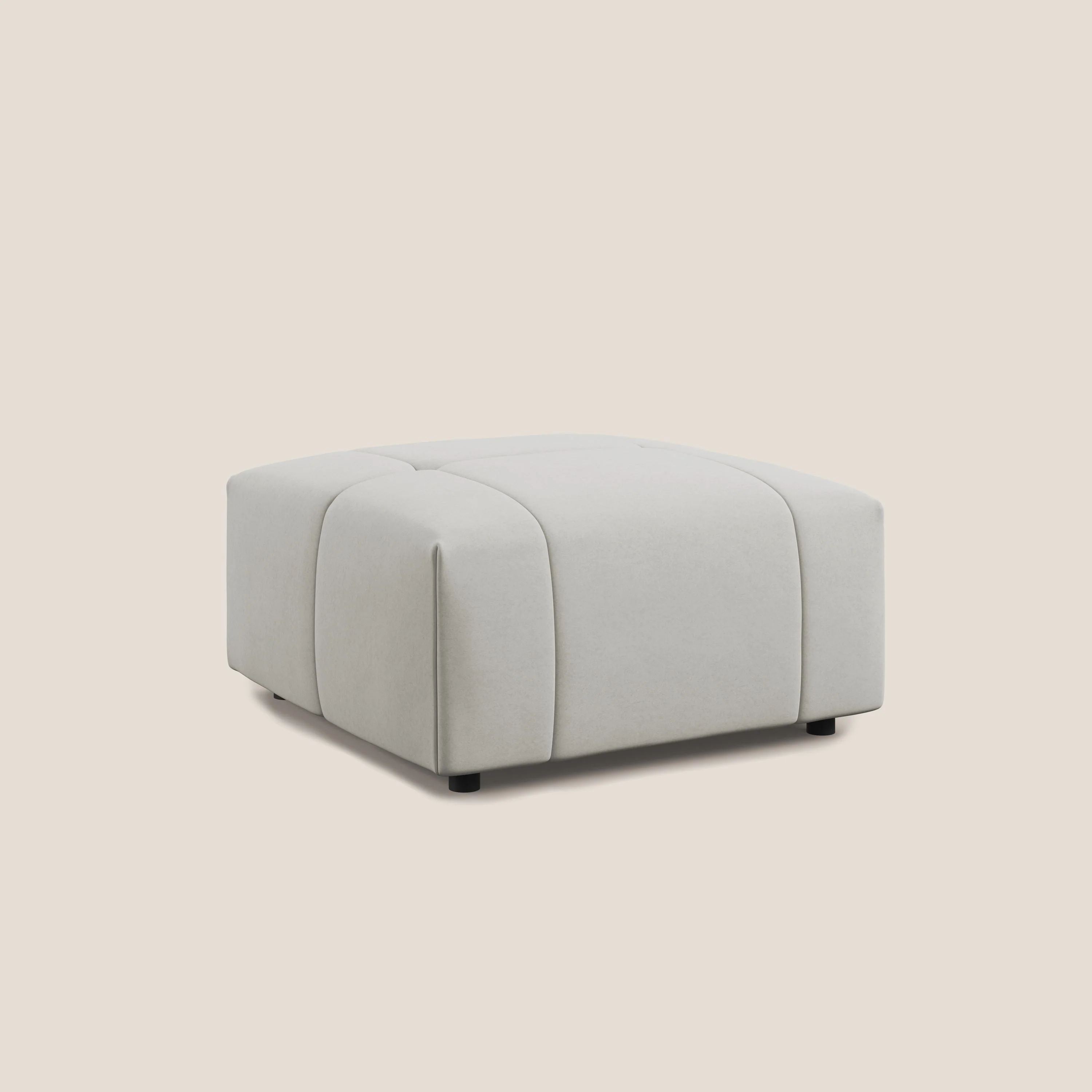 Giotto pouf en velours doux et imperméable T09 crème - Image 2