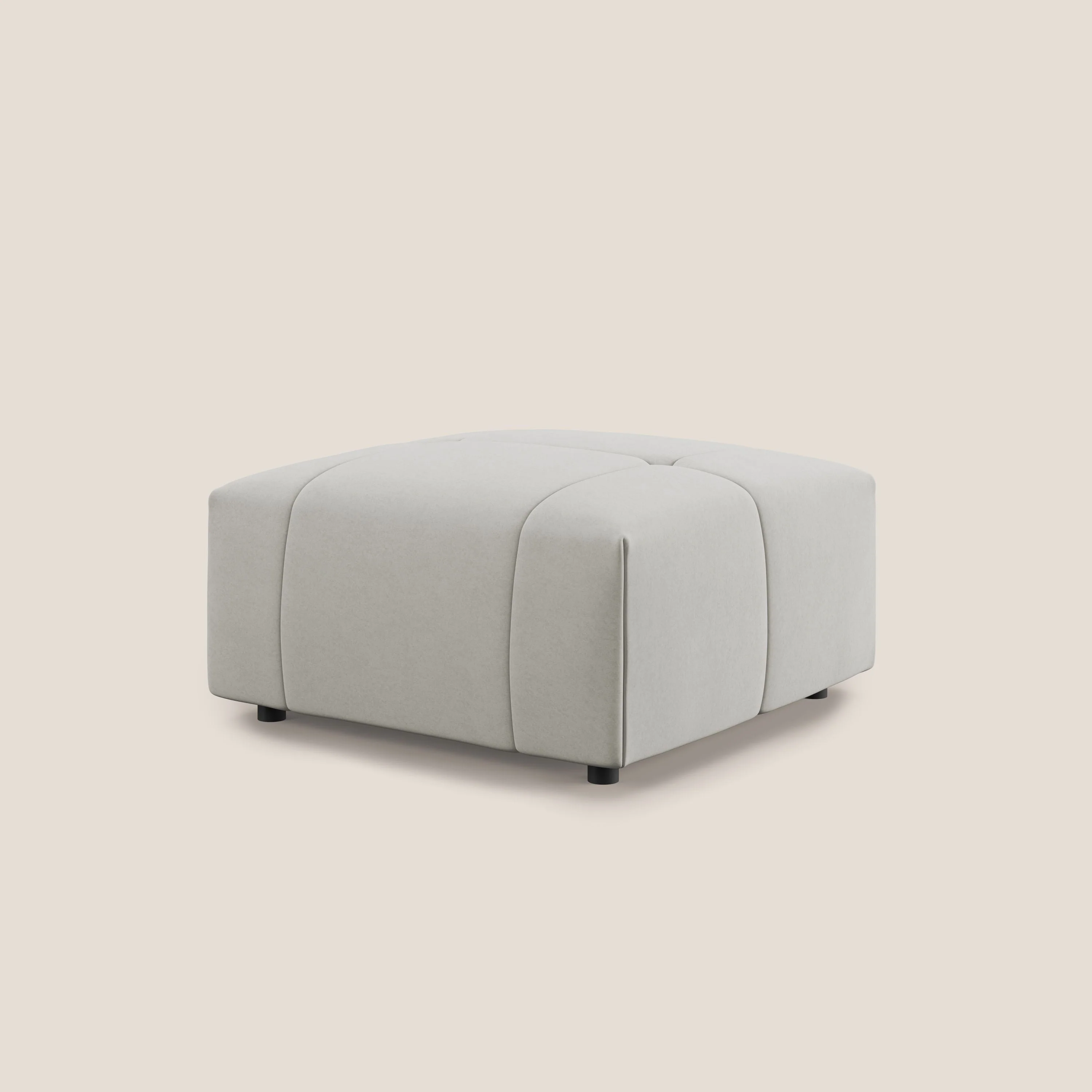 Giotto pouf en velours doux et imperméable T09 crème - Image 4