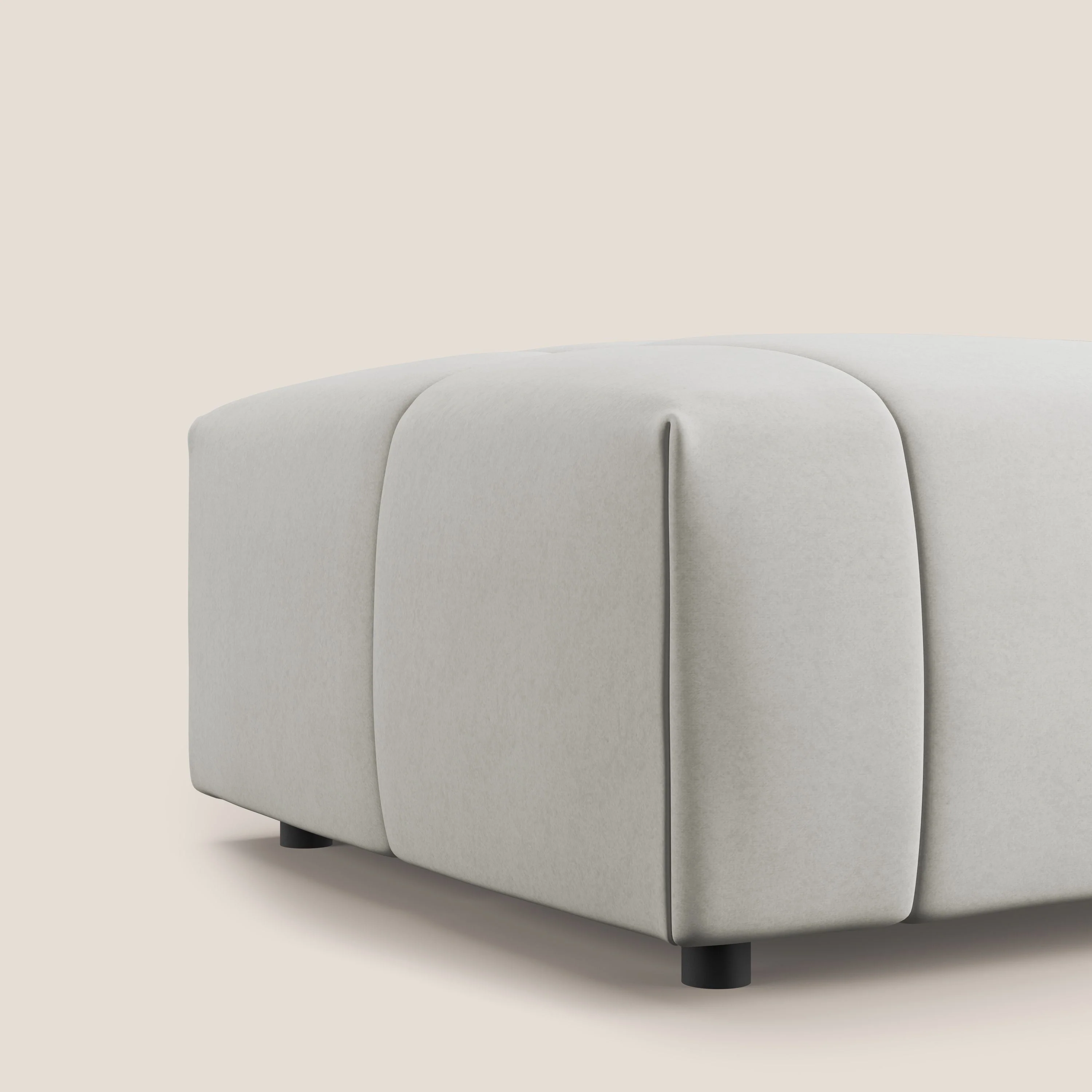 Giotto pouf en velours doux et imperméable T09 crème - Image 5