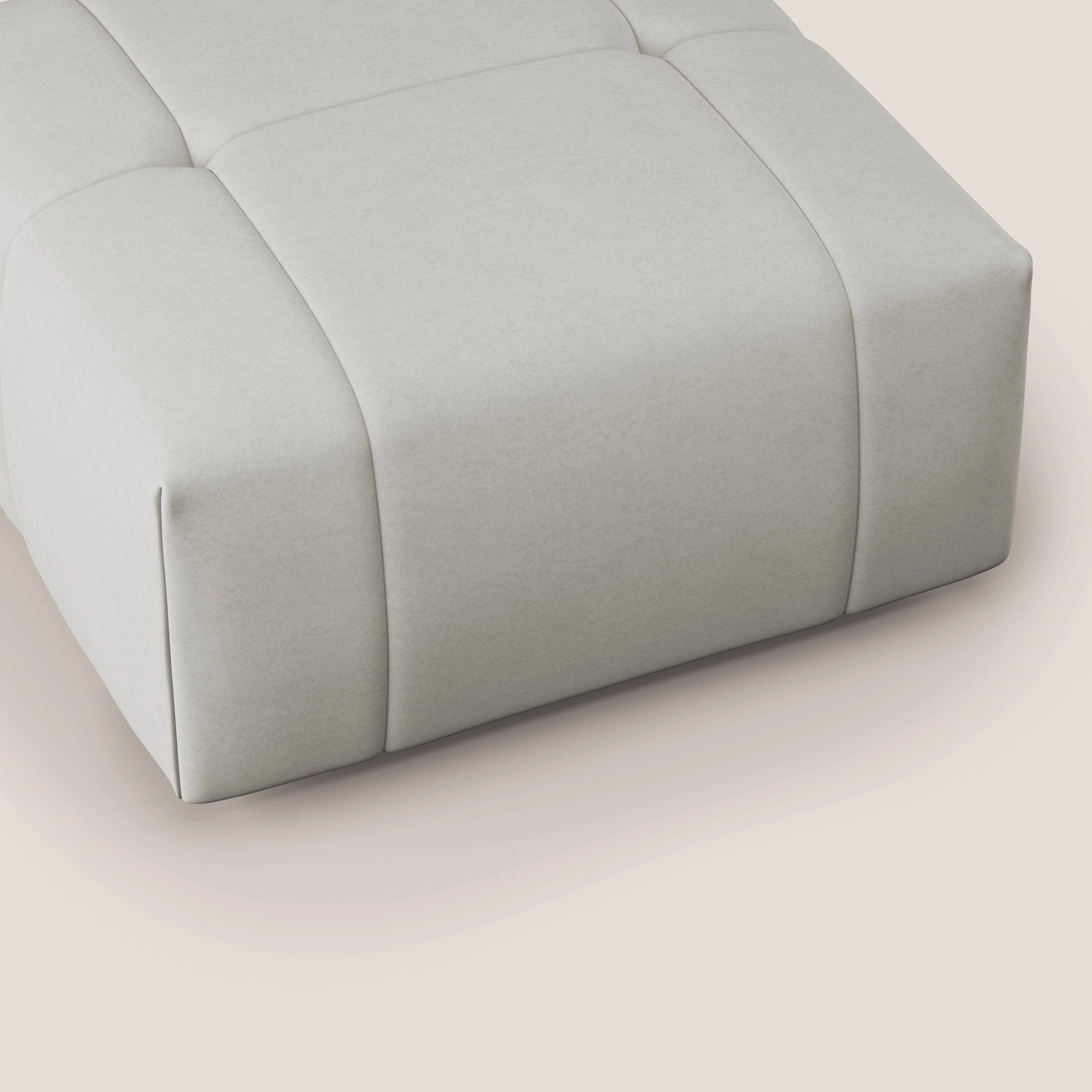 Giotto pouf en velours doux et imperméable T09 crème - Image 6