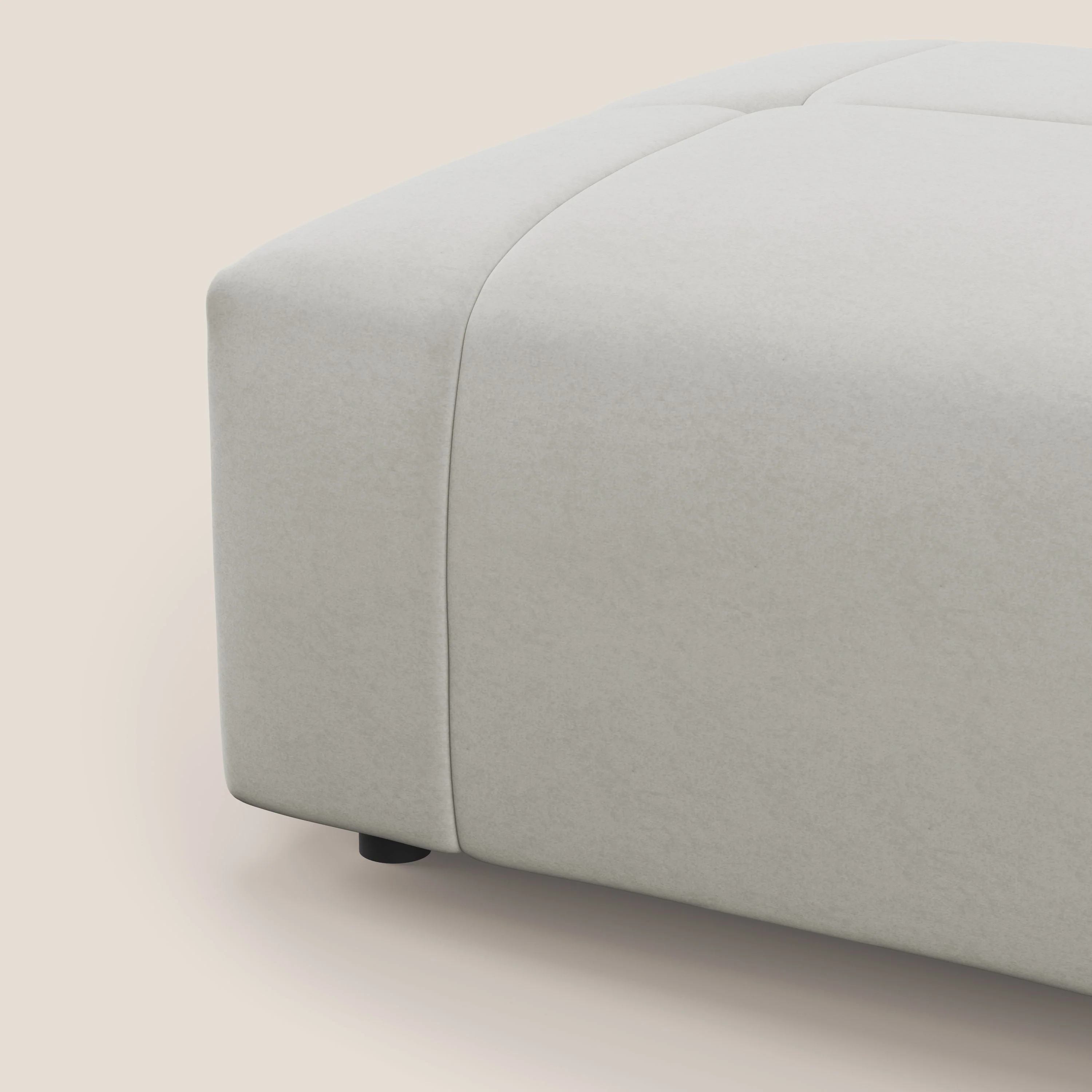 Giotto pouf en velours doux et imperméable T09 crème - Image 7