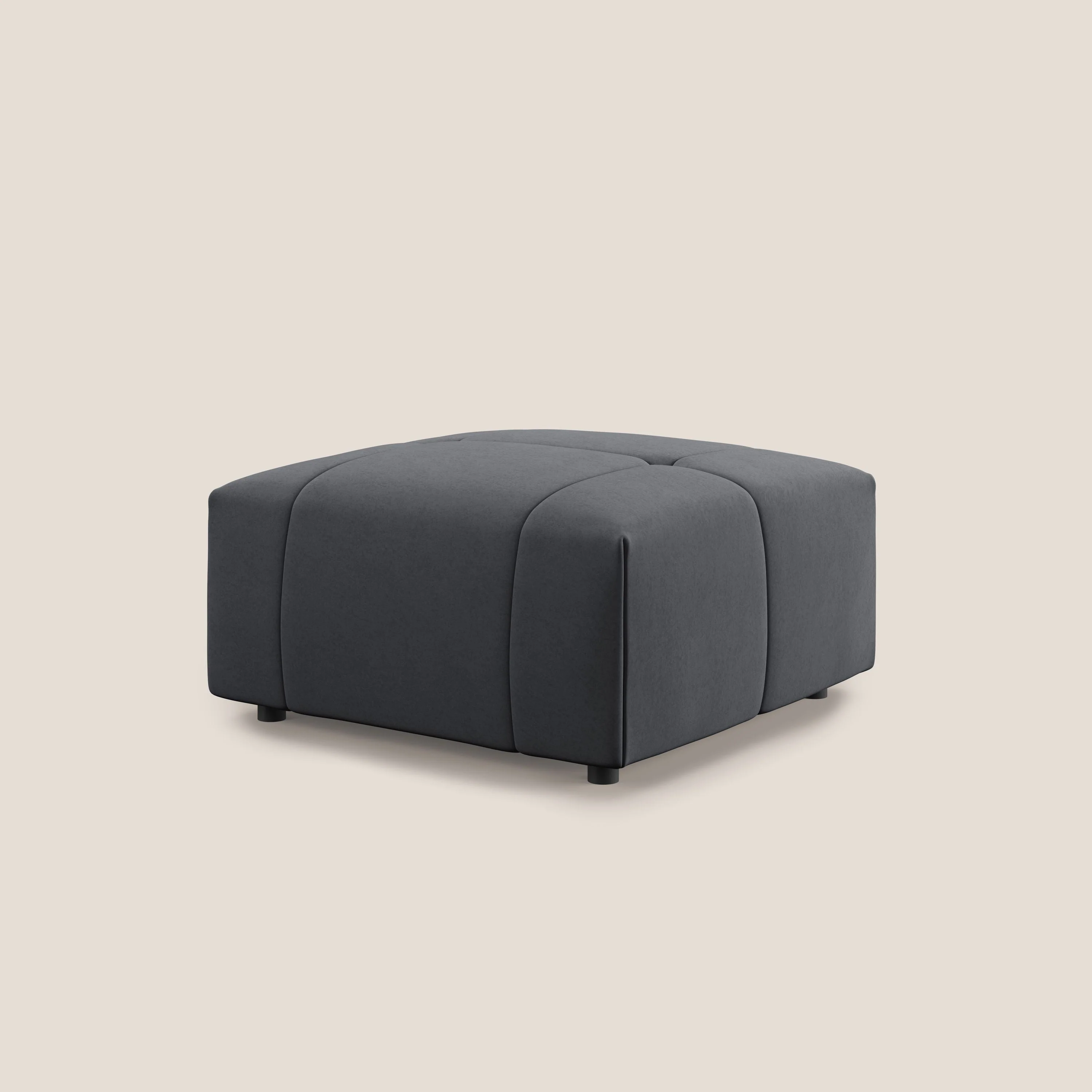Giotto pouf en velours doux et imperméable T09 gris - Image 4