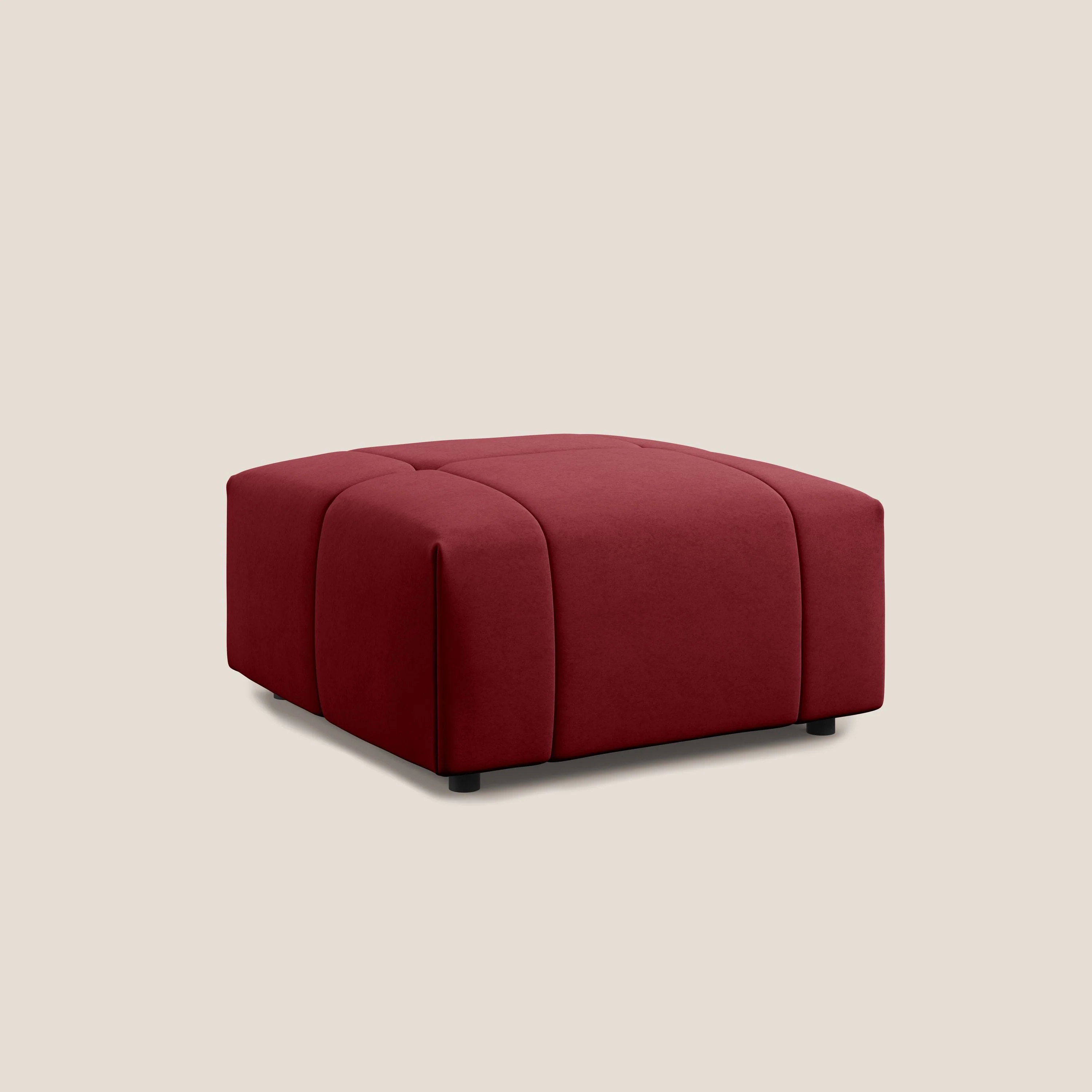 Giotto pouf en velours doux et imperméable T09 rouge - Image 2