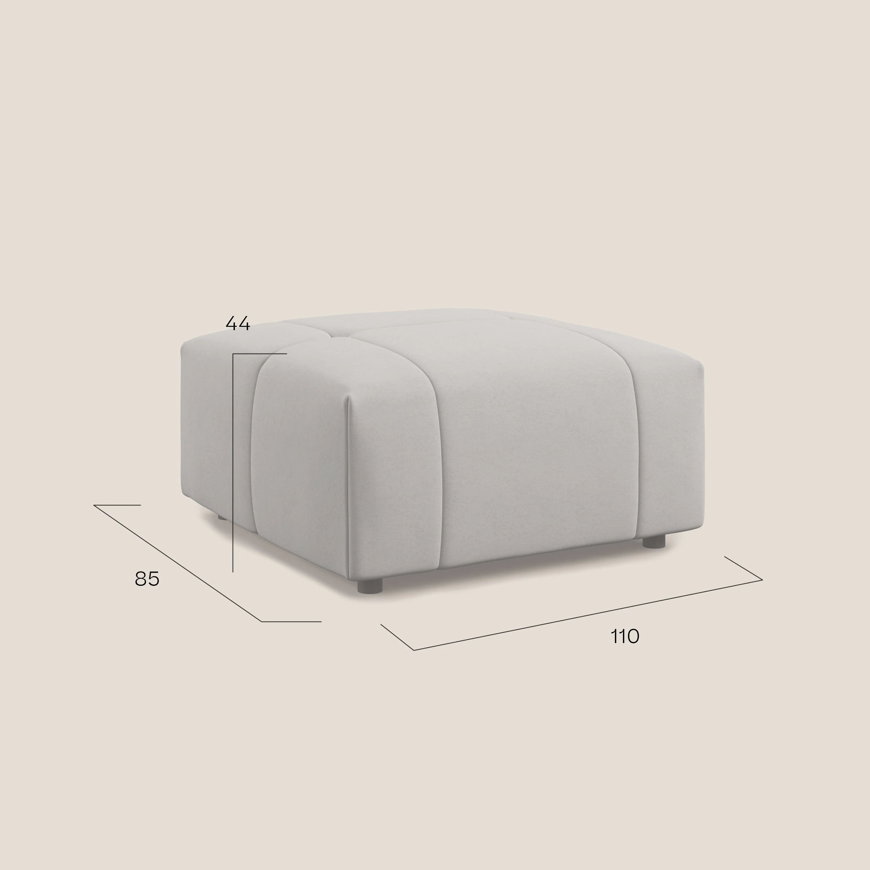 Giotto pouf en velours doux et imperméable T09 rouge - Image 9