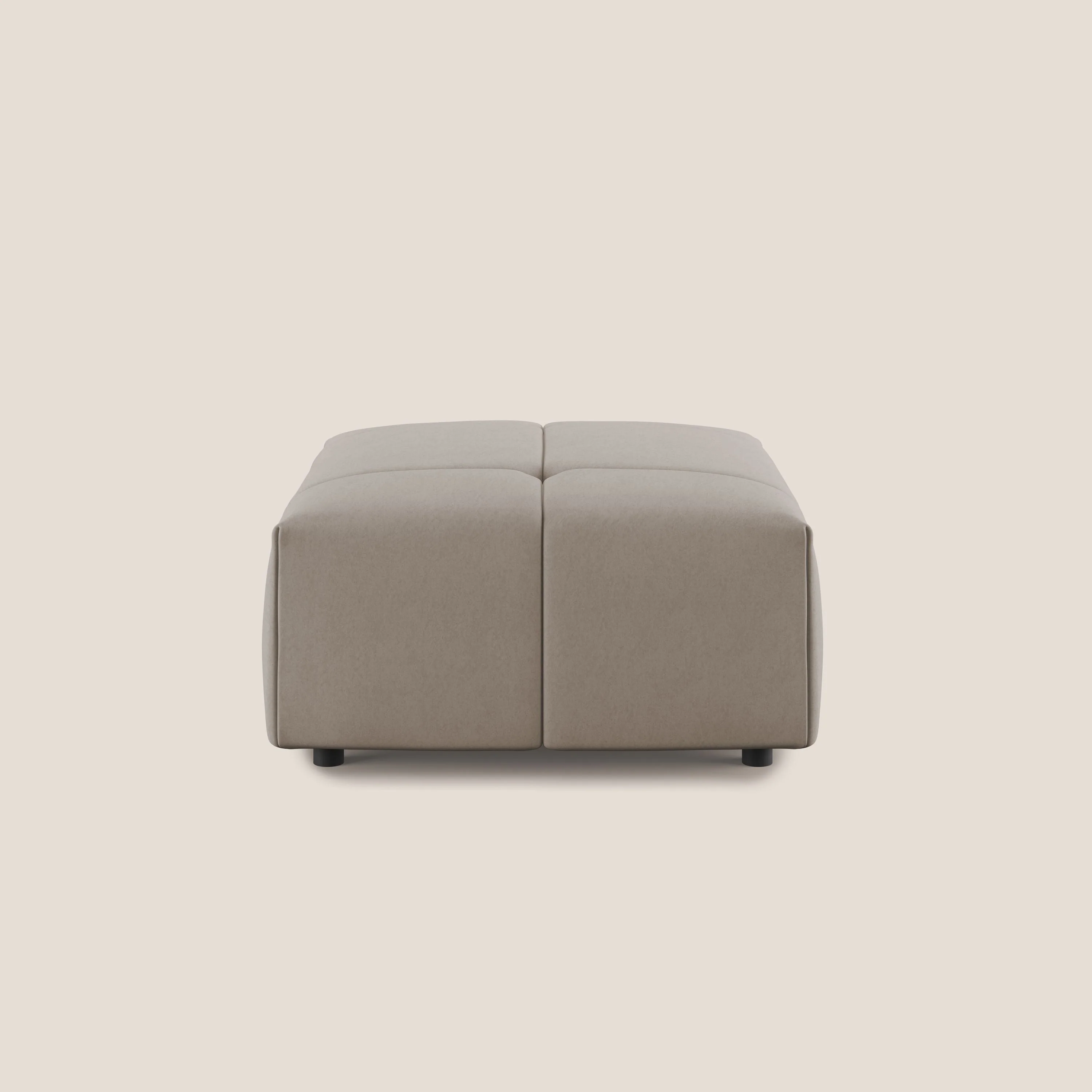 Pouf Giotto en microfibre douce effet velours imperméable et hydrofuge T09 taupe tortora - Image 3