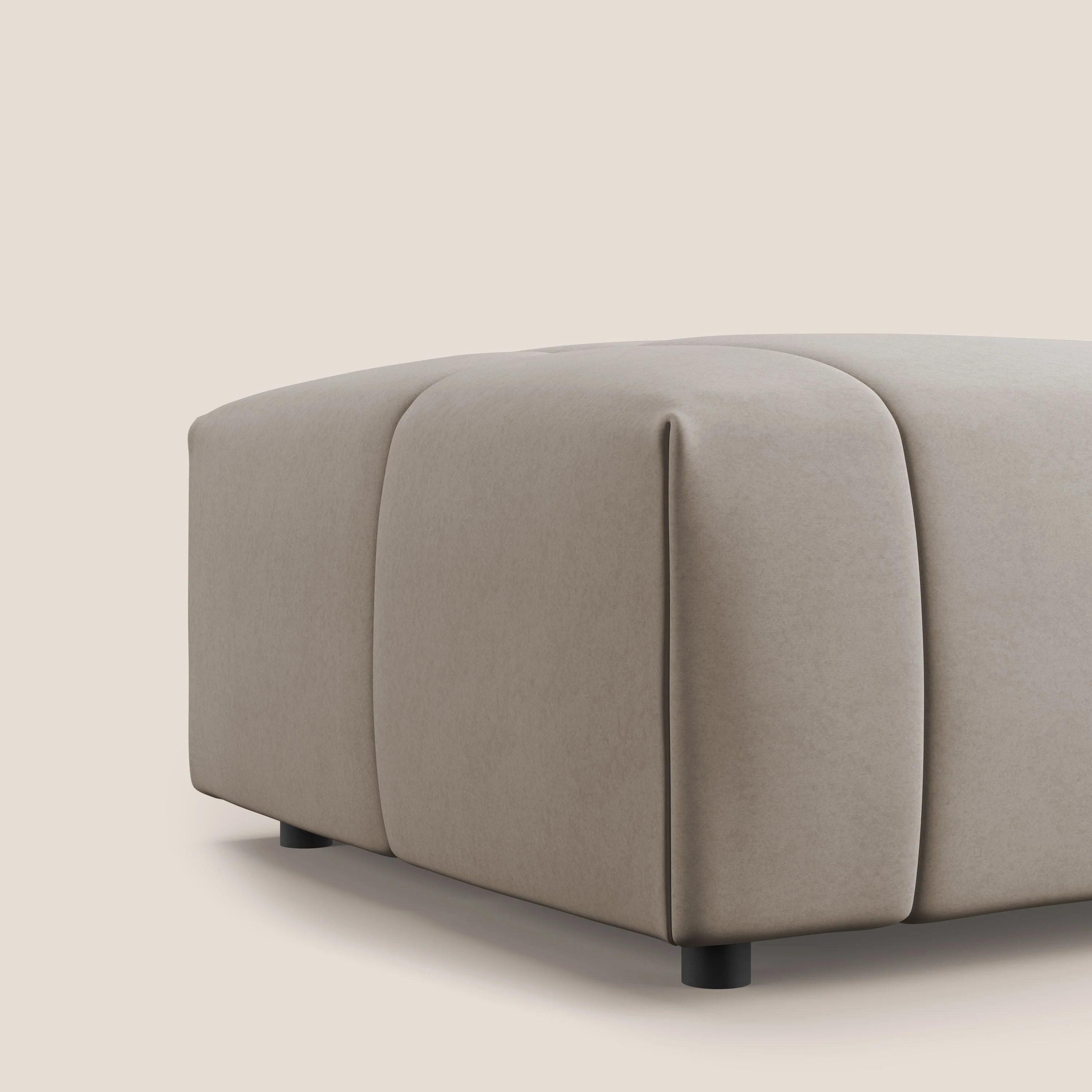 Pouf Giotto en microfibre douce effet velours imperméable et hydrofuge T09 taupe tortora - Image 5