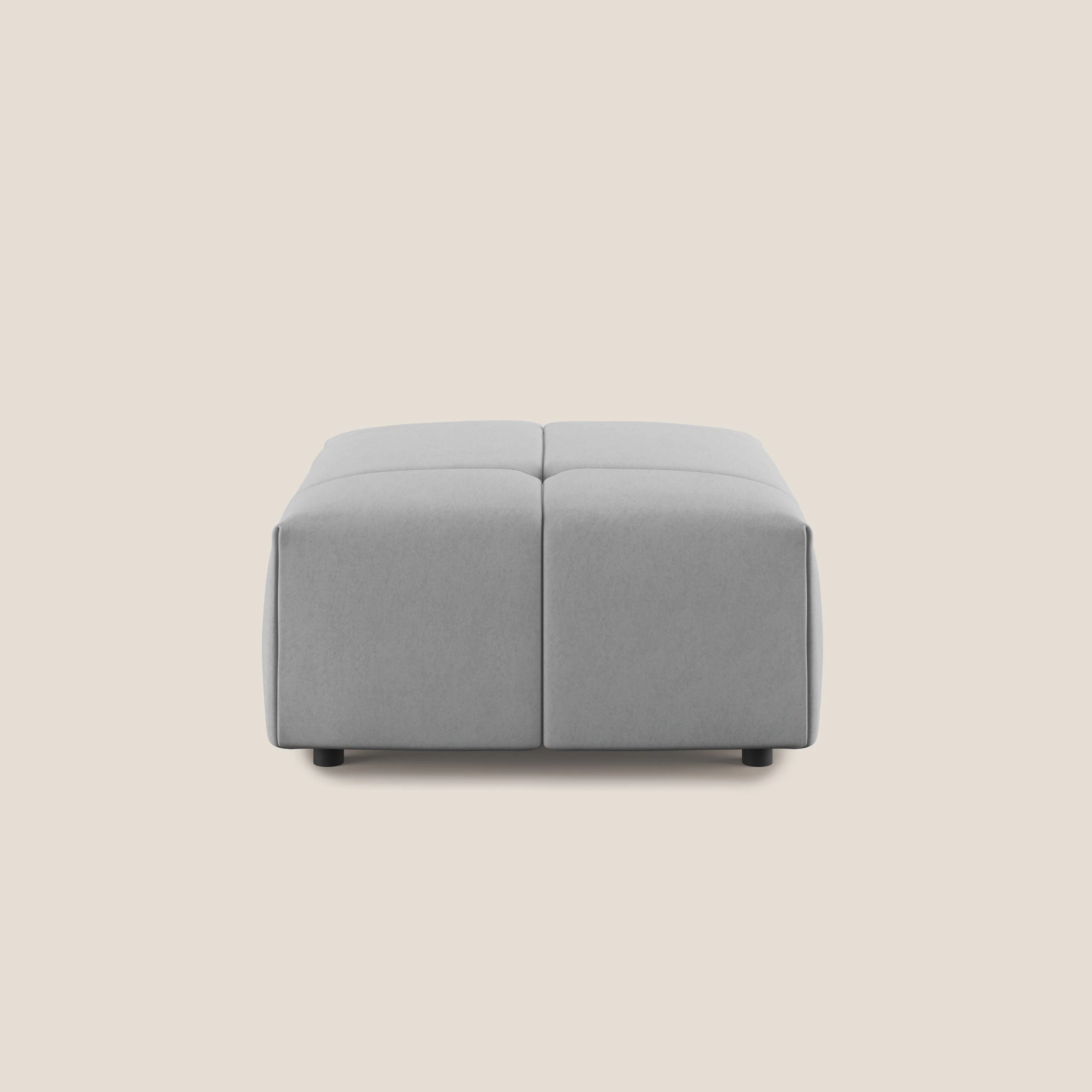 Giotto pouf en velours doux et imperméable T09 gris clair - Image 3