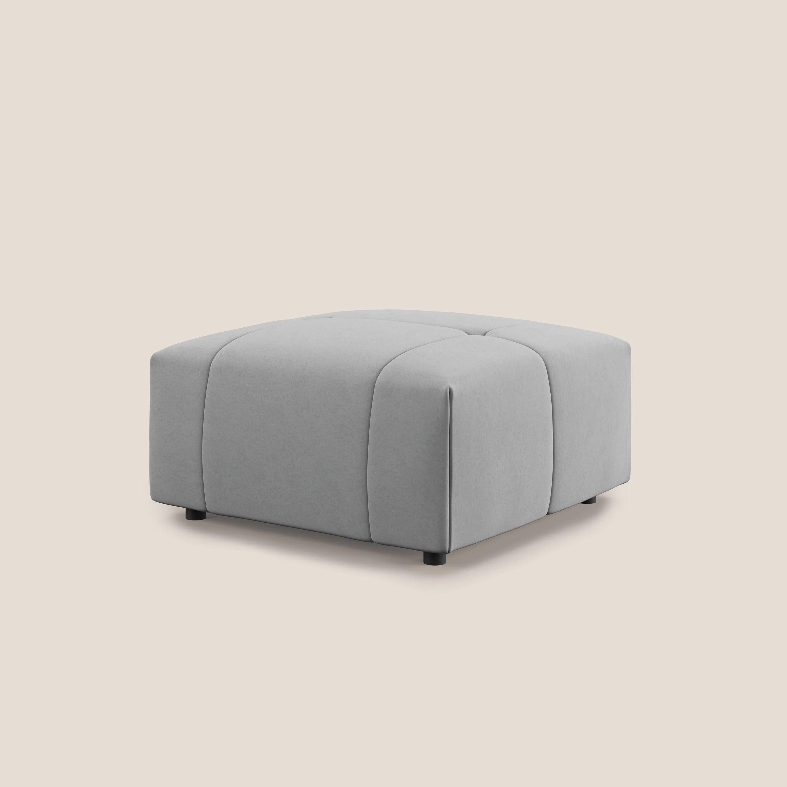 Giotto pouf en velours doux et imperméable T09 gris clair - Image 4