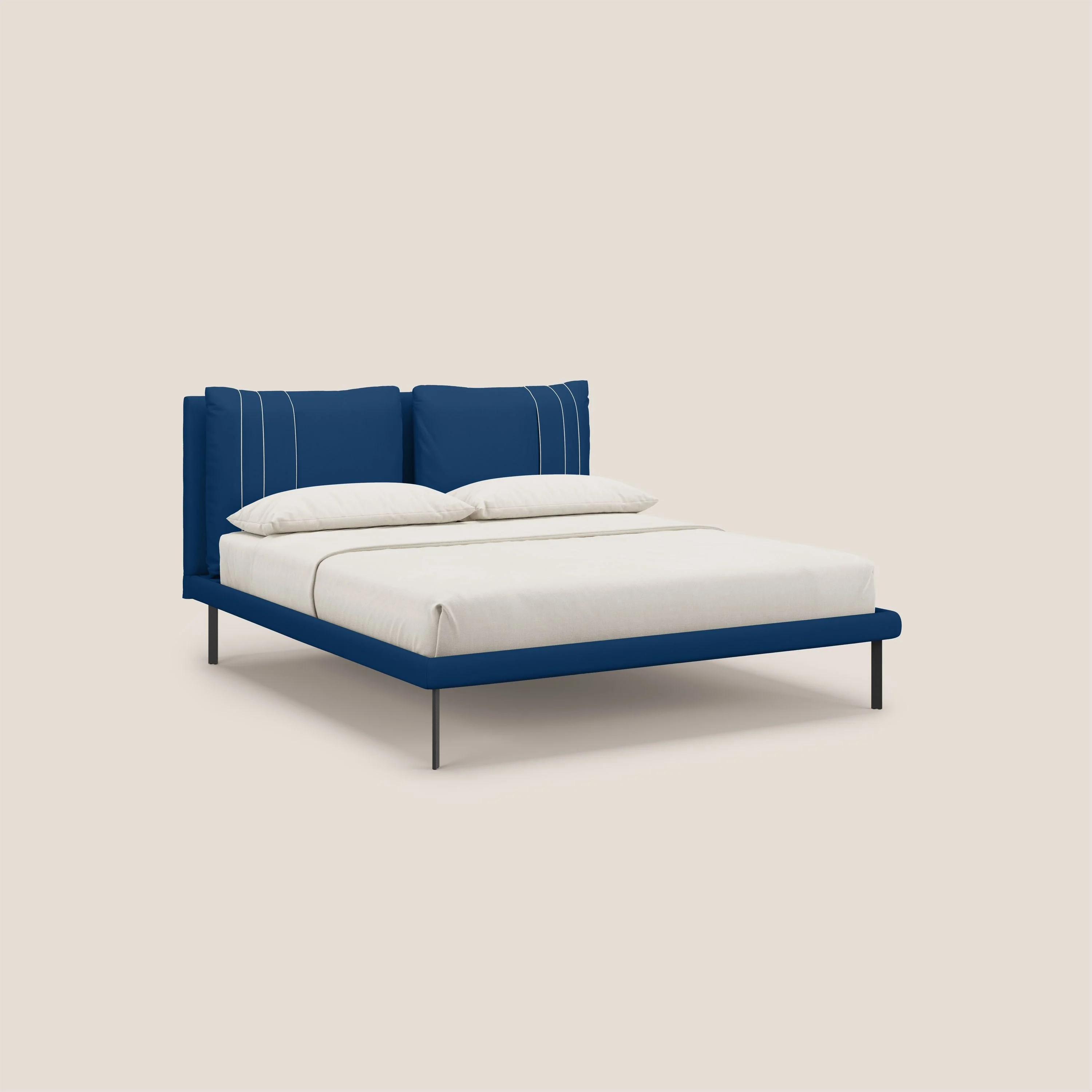 Giselle lit moderne avec coussins tête de lit réglables avec poches en microfibre imperméable T11 bleu - Image 3