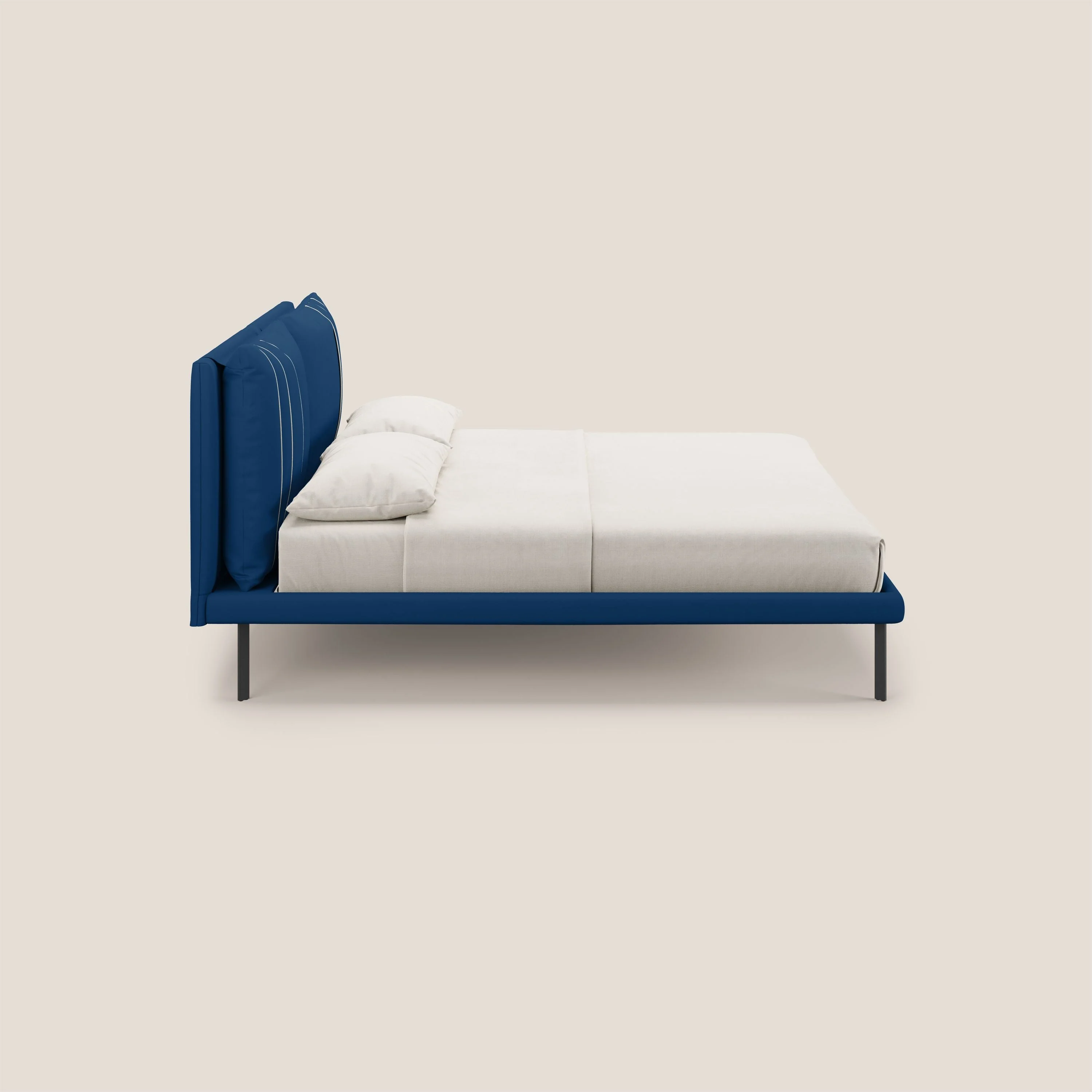 Giselle lit moderne avec coussins tête de lit réglables avec poches en microfibre imperméable T11 bleu - Image 4