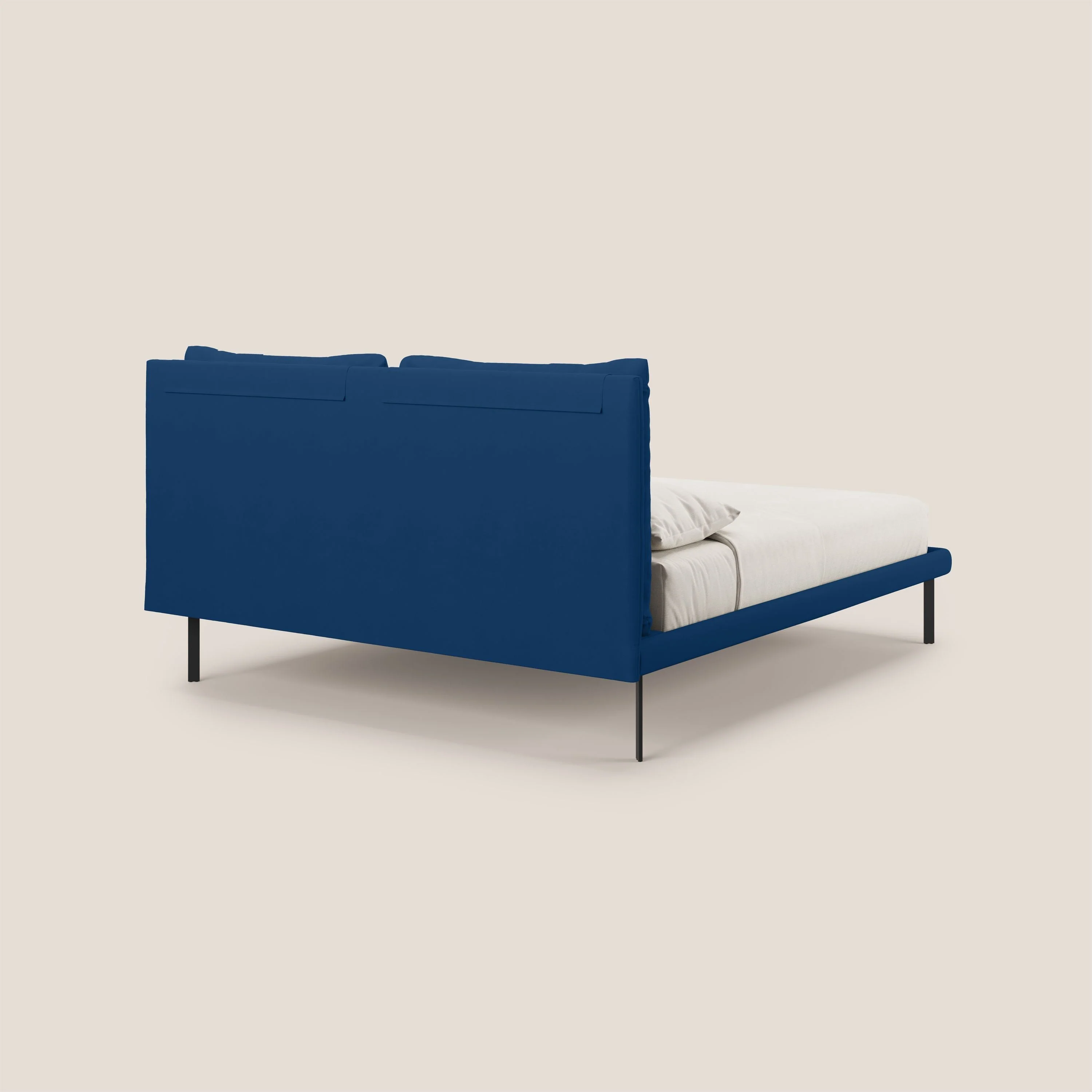 Giselle lit moderne avec coussins tête de lit réglables avec poches en microfibre imperméable T11 bleu - Image 5