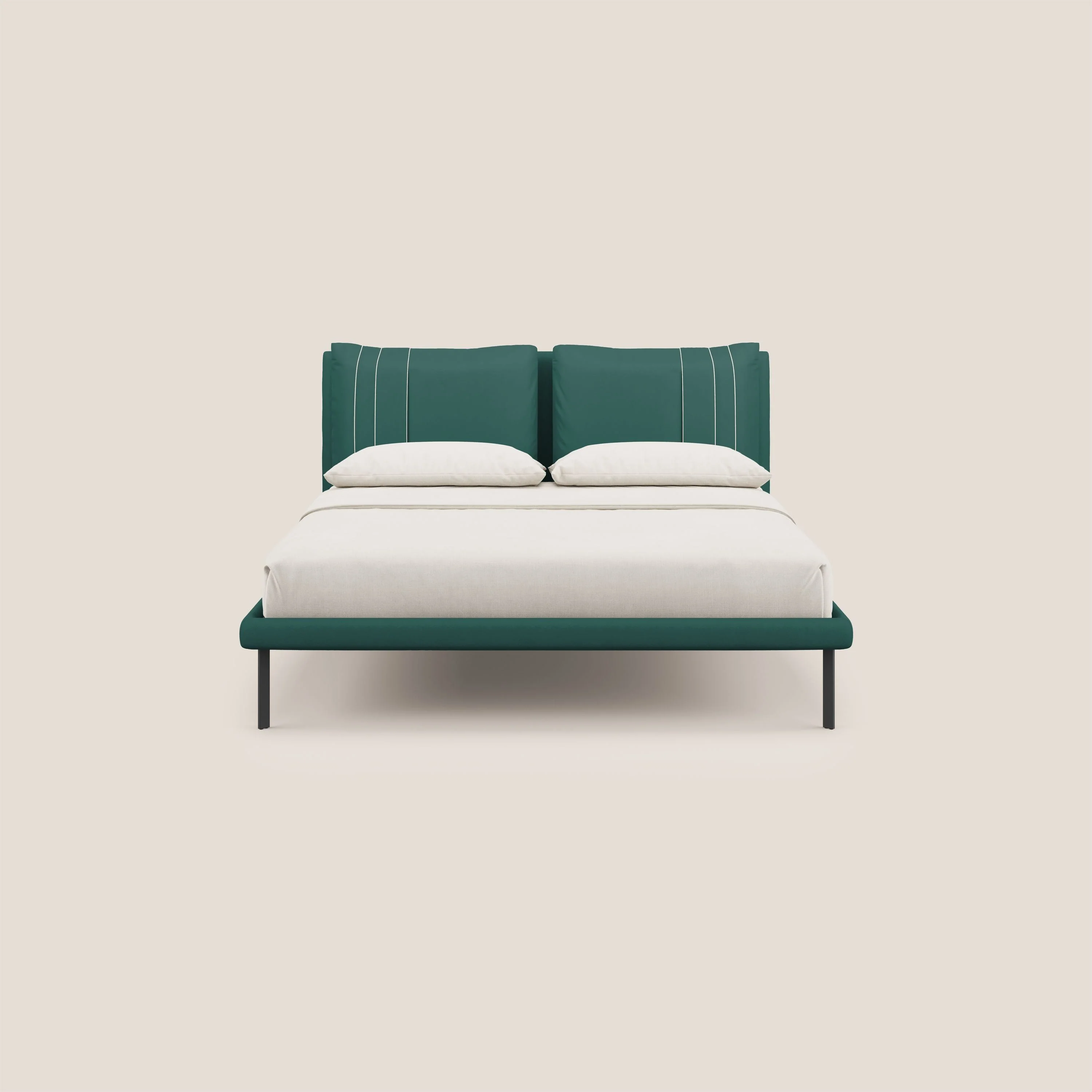 Giselle lit moderne avec coussins tête de lit réglables avec poches en microfibre imperméable T11 bleu canard - Image 2