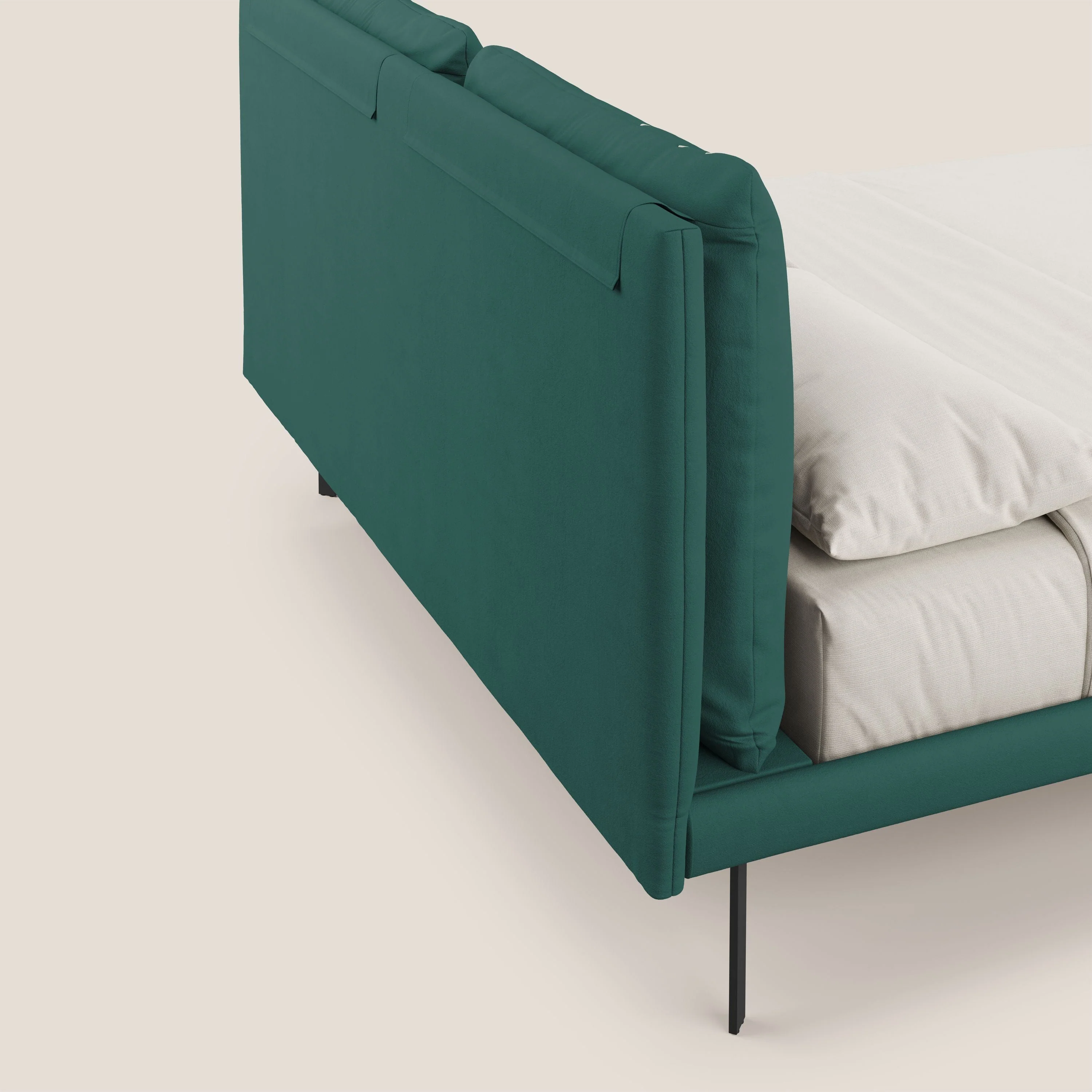 Giselle lit moderne avec coussins tête de lit réglables avec poches en microfibre imperméable T11 bleu canard - Image 7