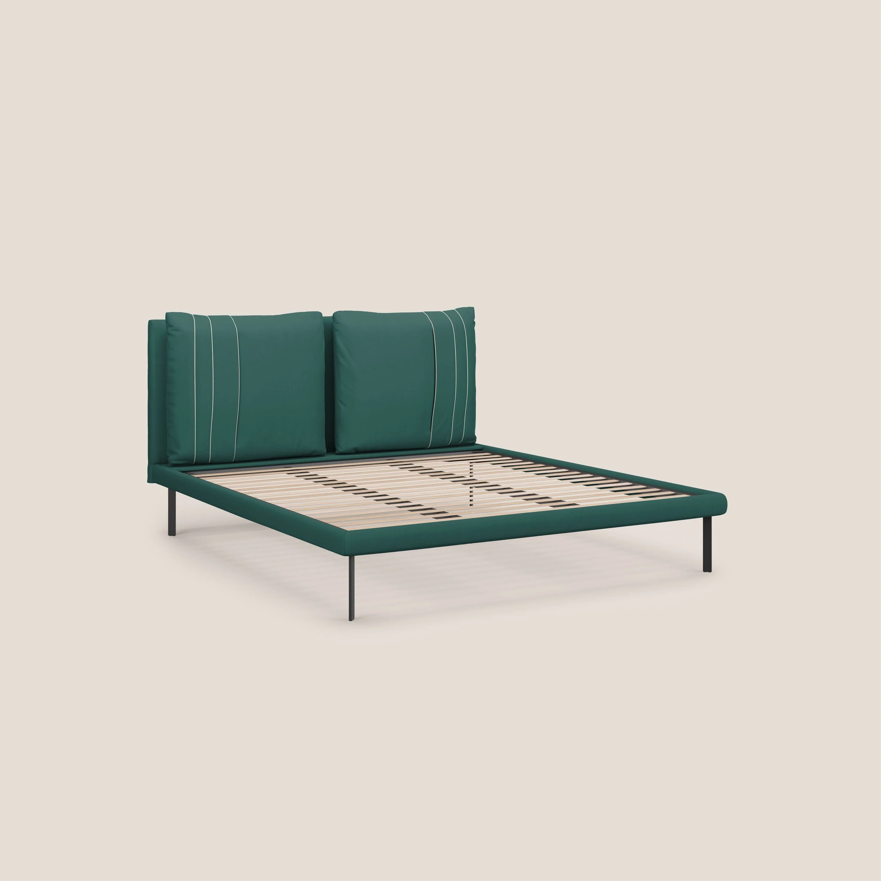 Giselle lit moderne avec coussins tête de lit réglables avec poches en microfibre imperméable T11 bleu canard - Image 8