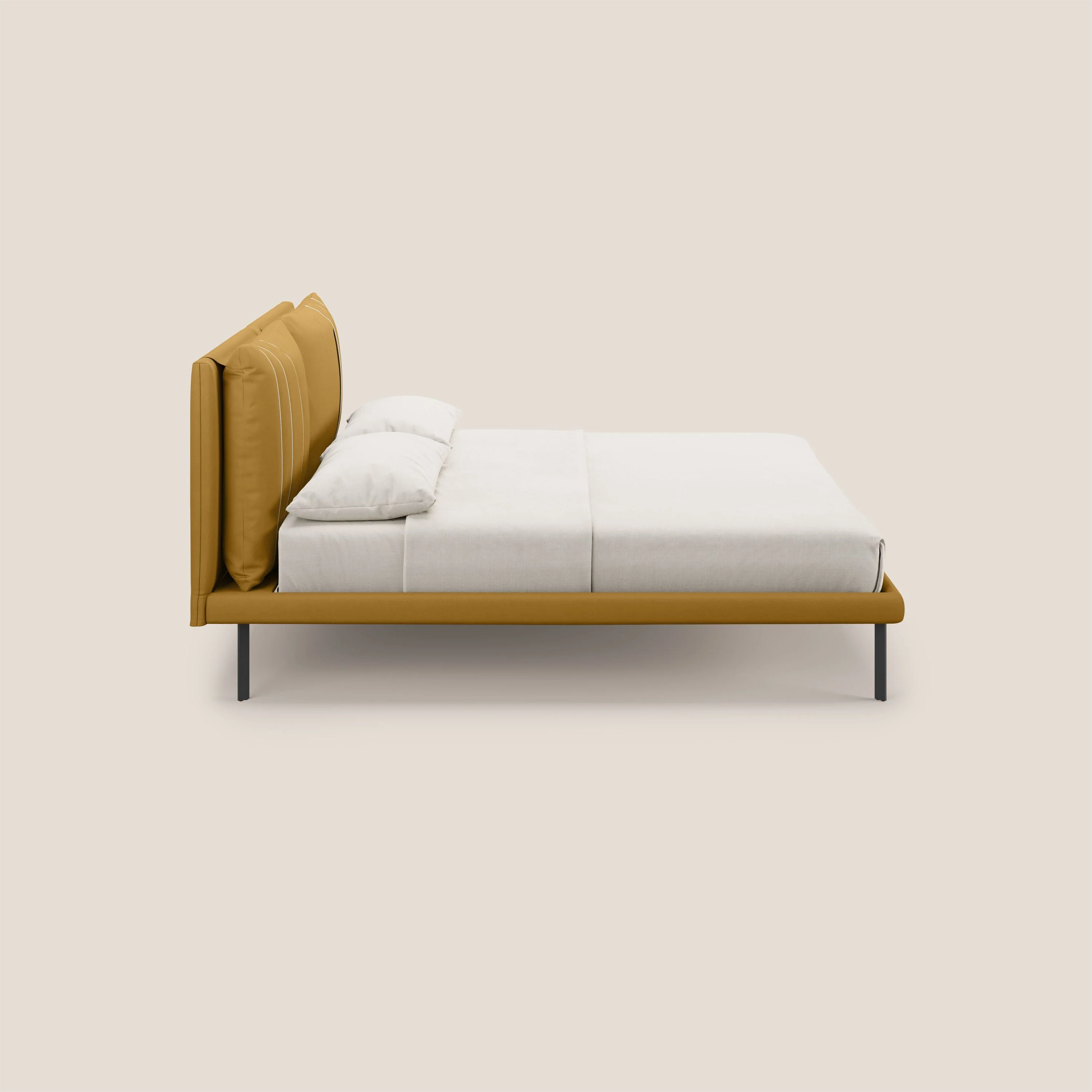 Giselle lit moderne avec coussins tête de lit réglables avec poches en microfibre imperméable T11 jaune - Image 4