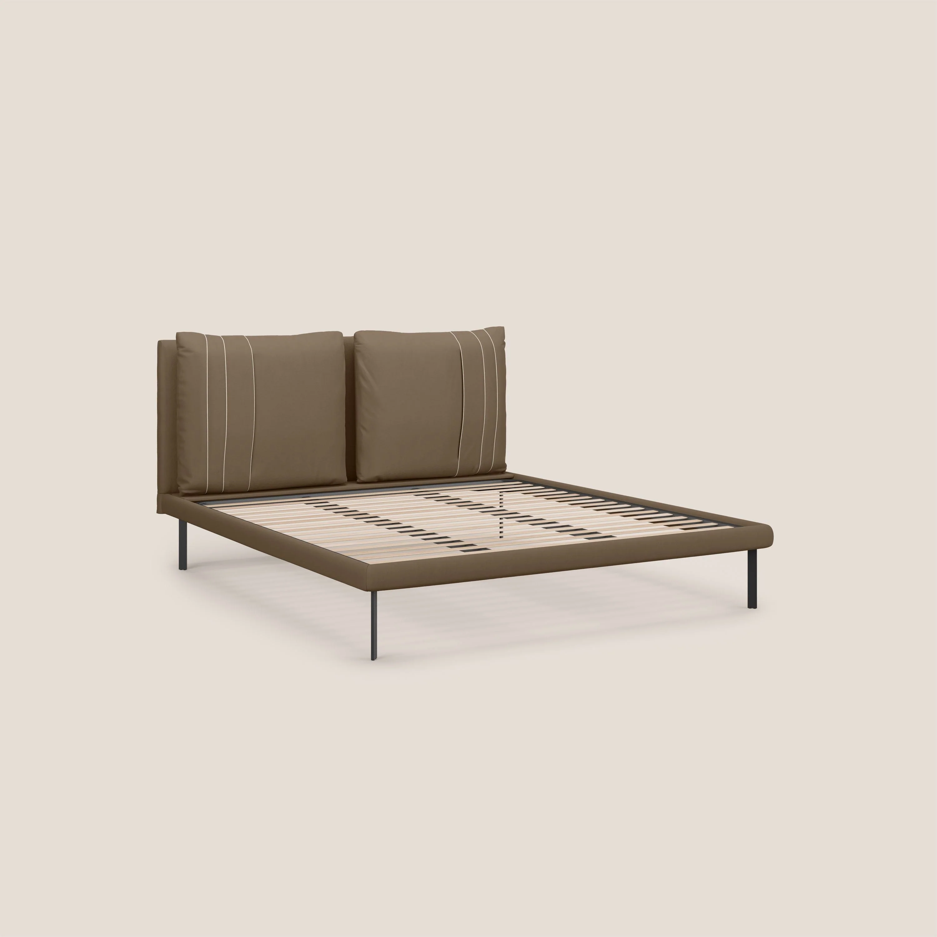 Giselle lit moderne avec coussins tête de lit réglables avec poches en microfibre imperméable T11 marron - Image 8