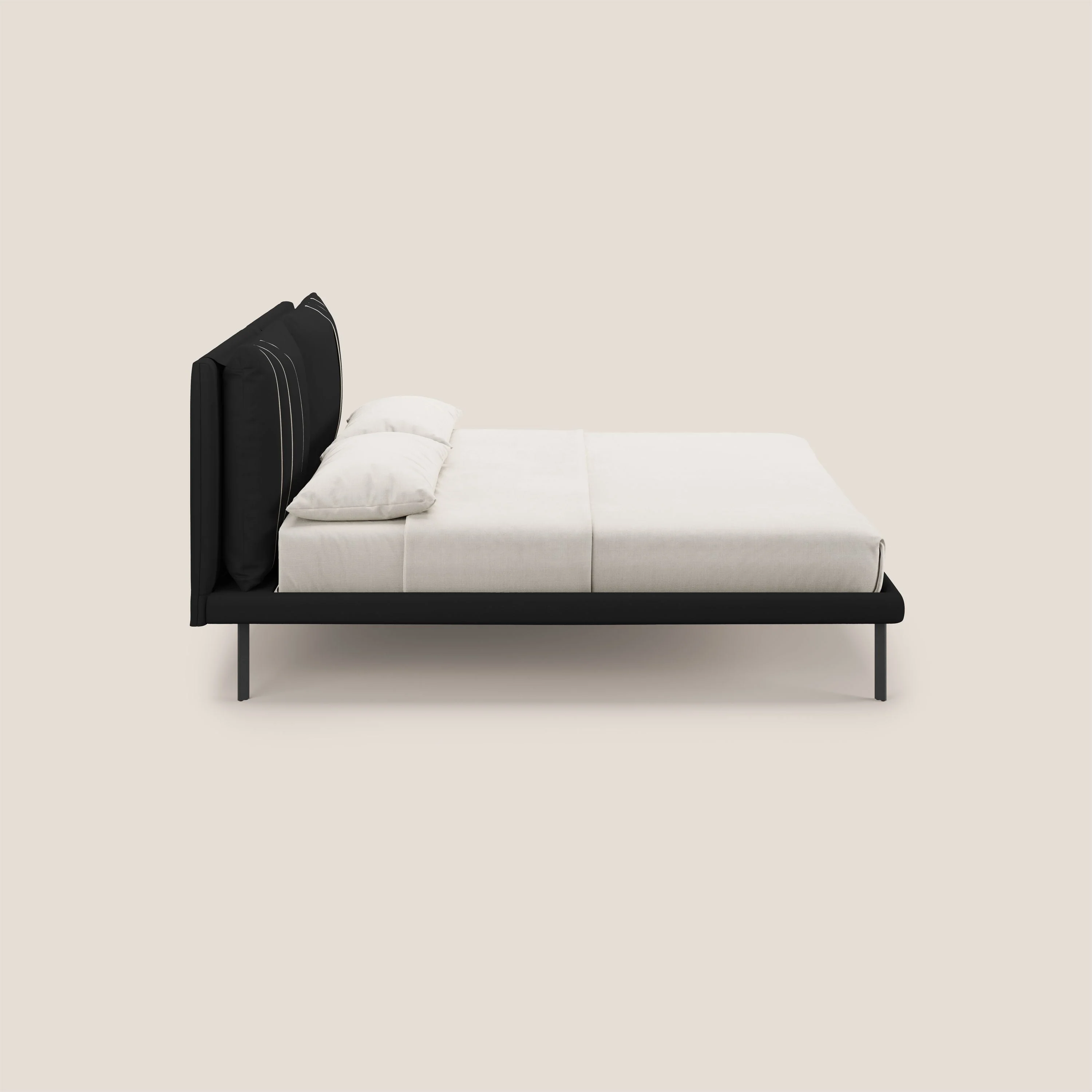 Giselle lit moderne avec coussins tête de lit réglables avec poches en microfibre imperméable T11 noir - Image 4