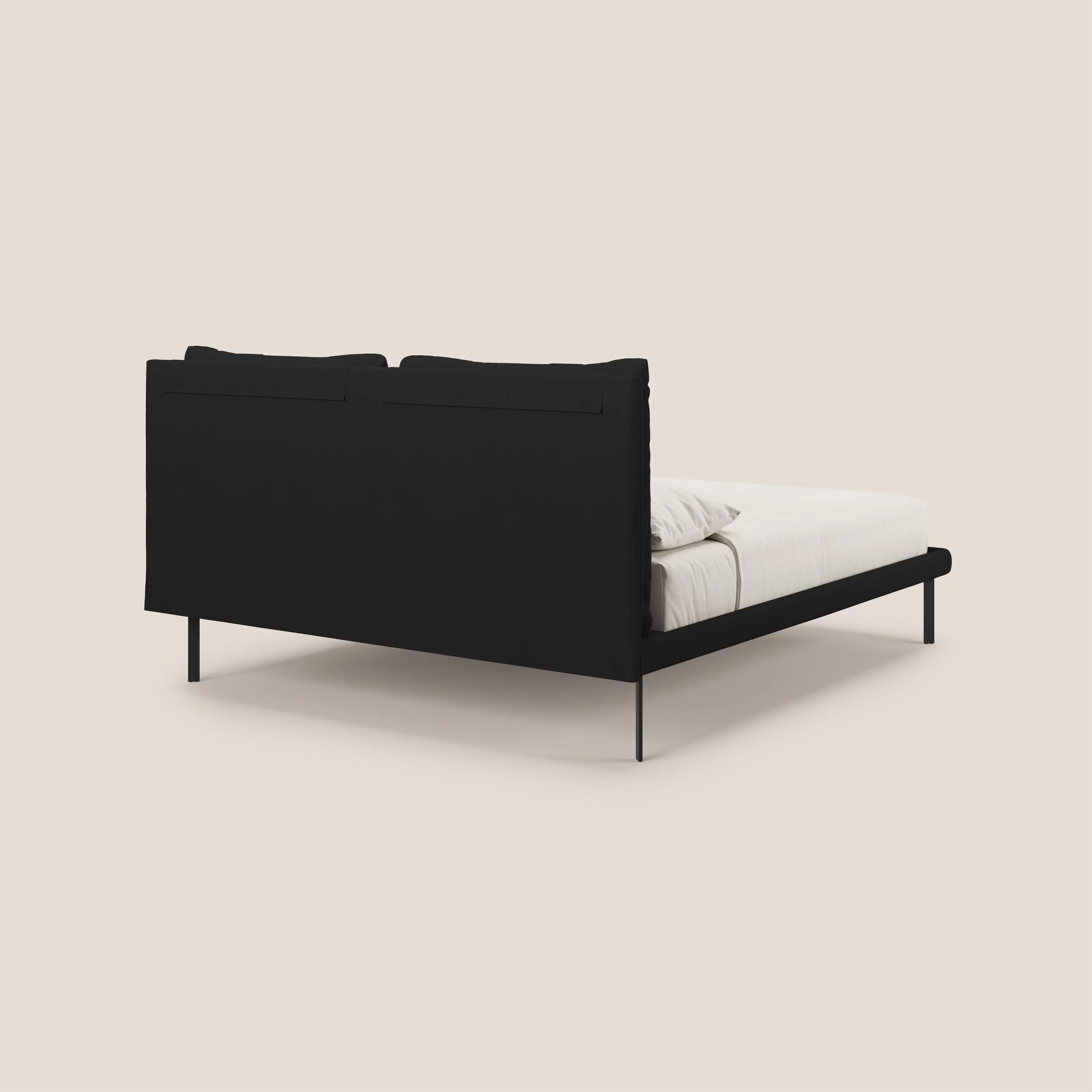 Giselle lit moderne avec coussins tête de lit réglables avec poches en microfibre imperméable T11 noir - Image 5