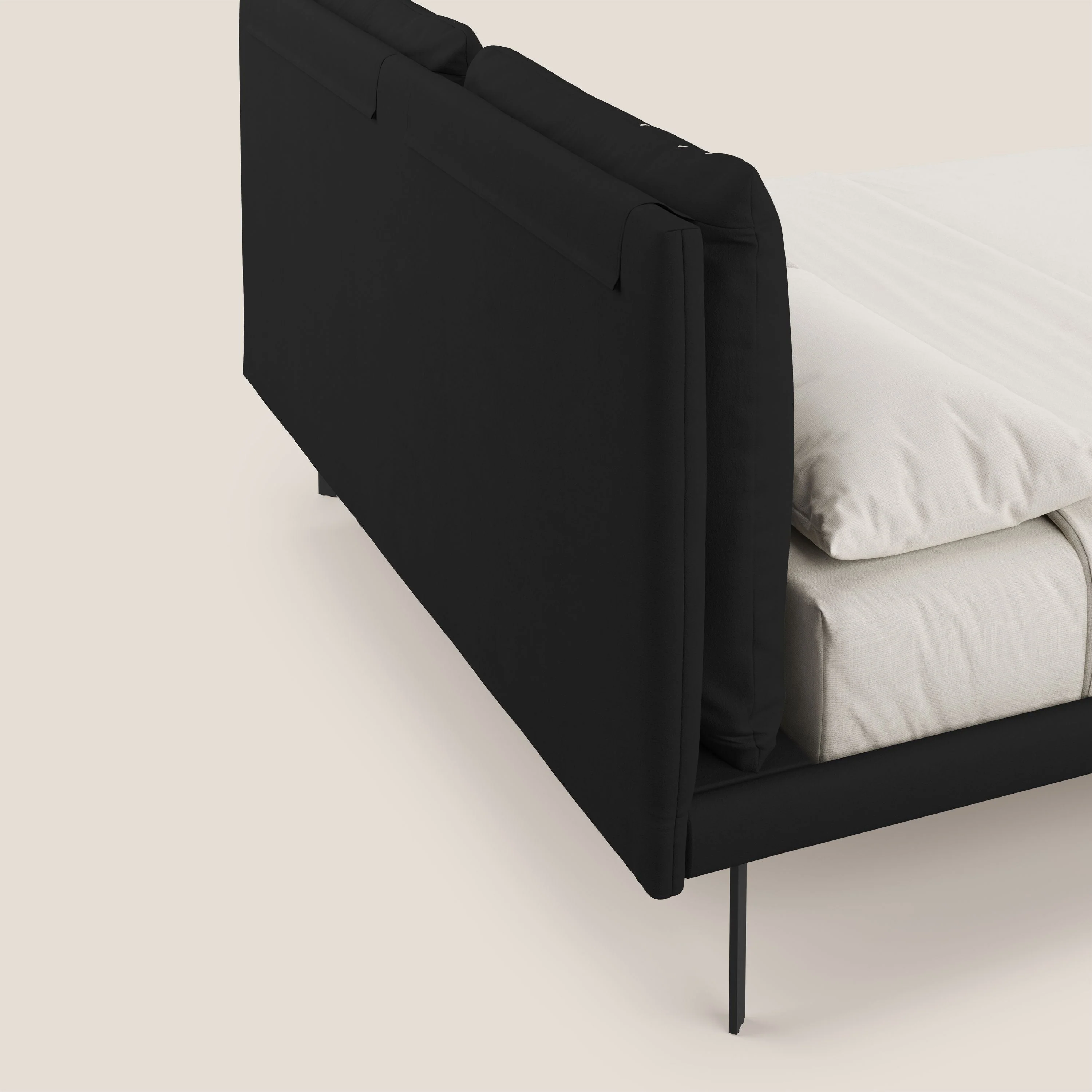 Giselle lit moderne avec coussins tête de lit réglables avec poches en microfibre imperméable T11 noir - Image 7