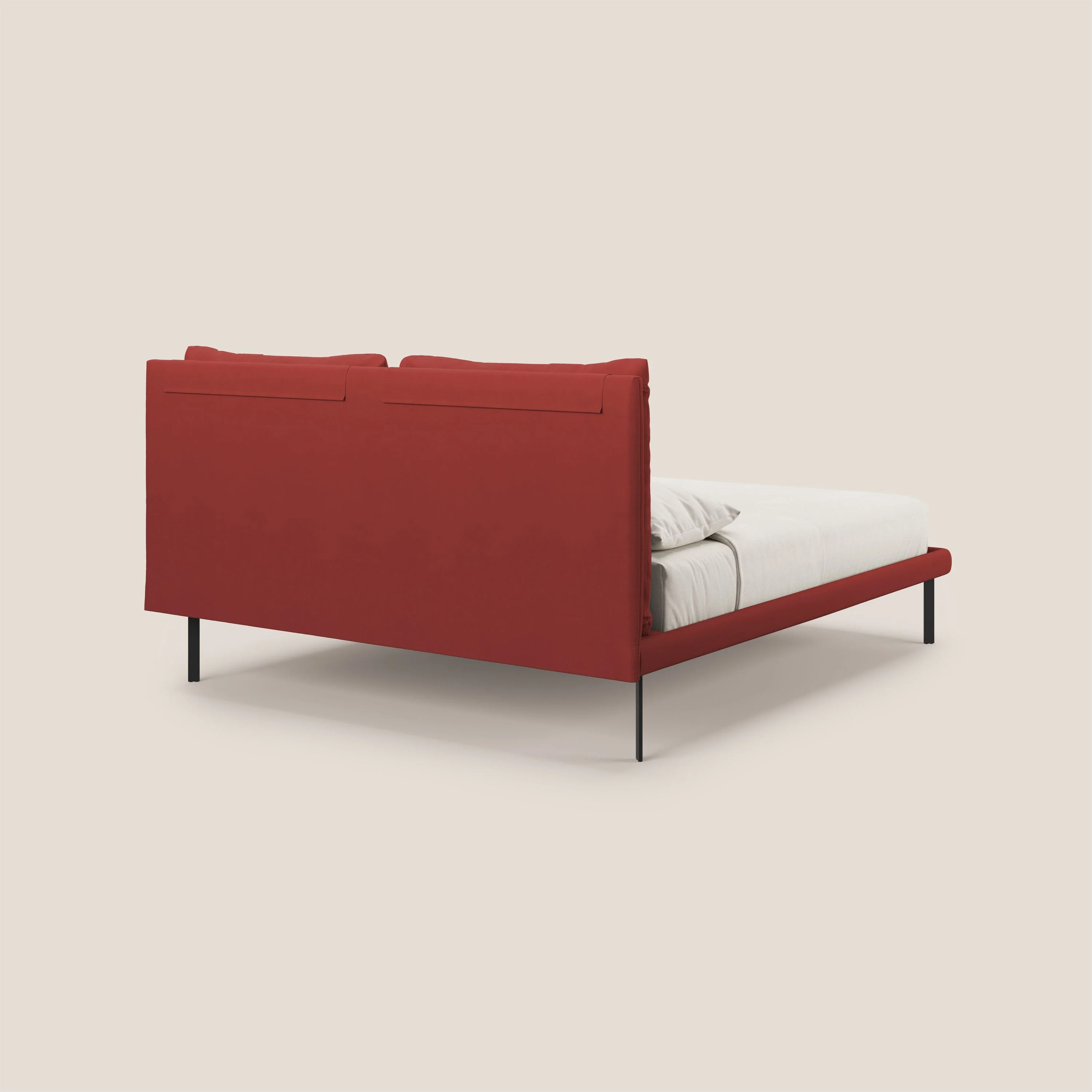 Giselle lit moderne avec coussins tête de lit réglables avec poches en microfibre imperméable T11 rouge - Image 10