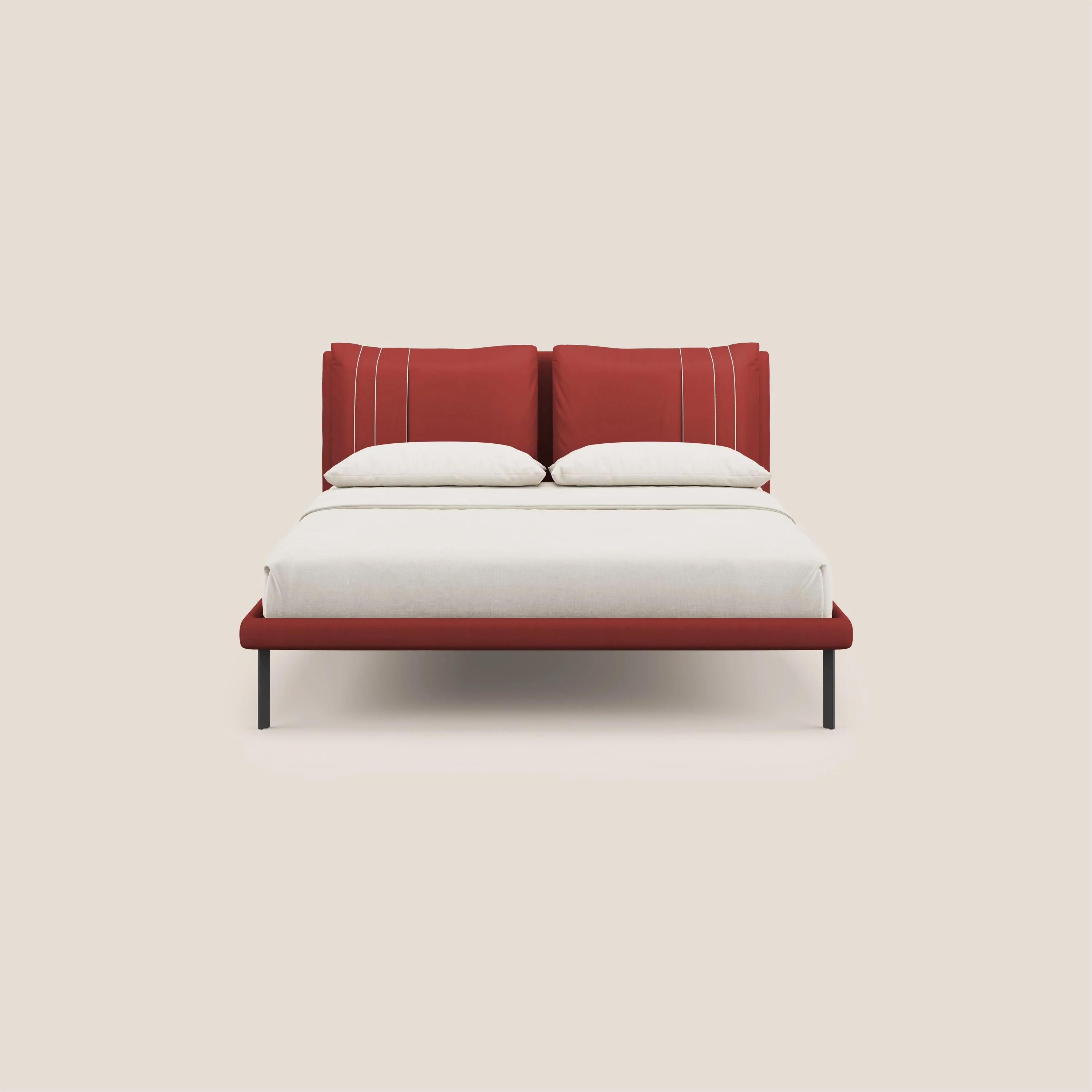 Giselle lit moderne avec coussins tête de lit réglables avec poches en microfibre imperméable T11 rouge - Image 4