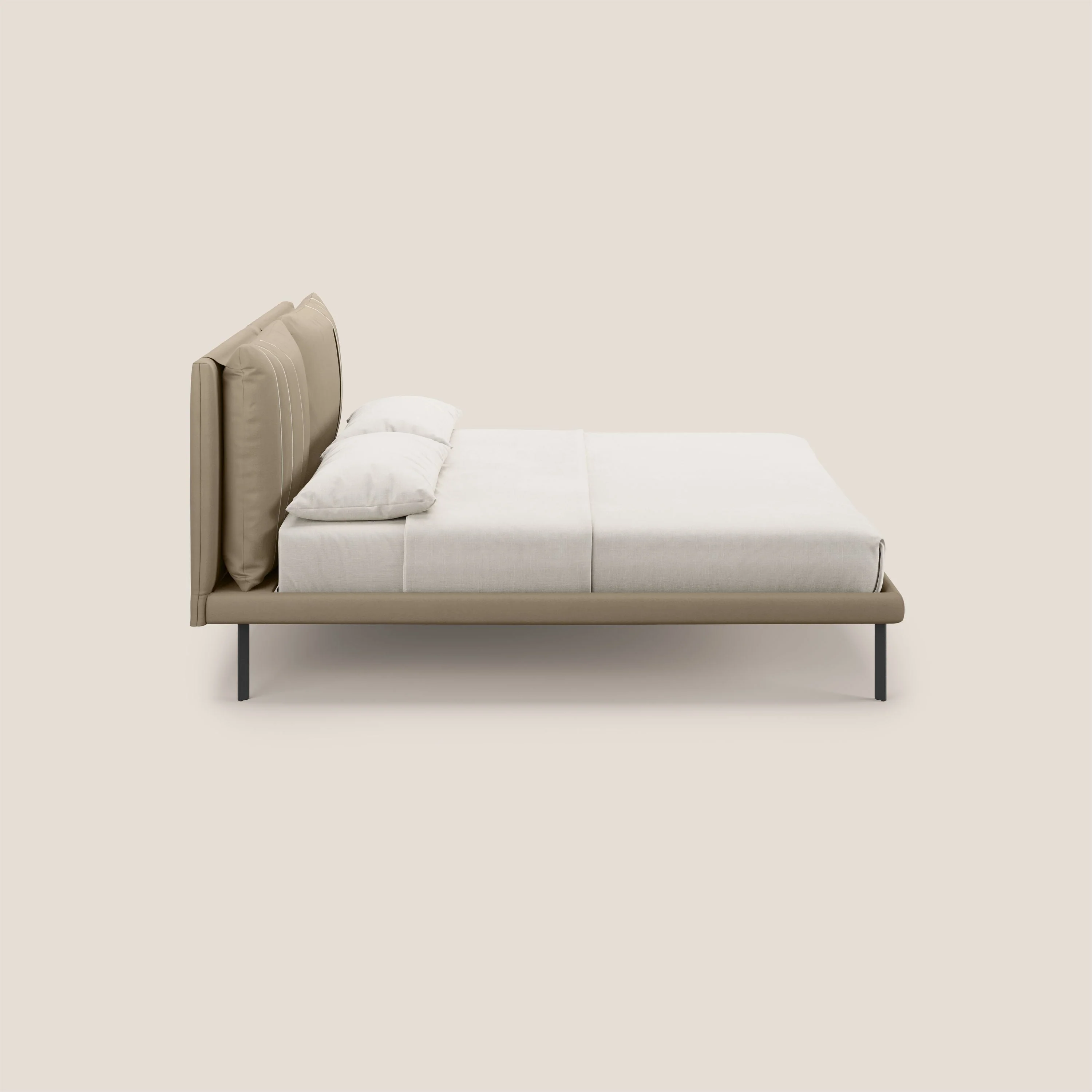 Giselle lit moderne avec coussins tête de lit réglables avec poches en microfibre imperméable T11 Taupe tortora - Image 4