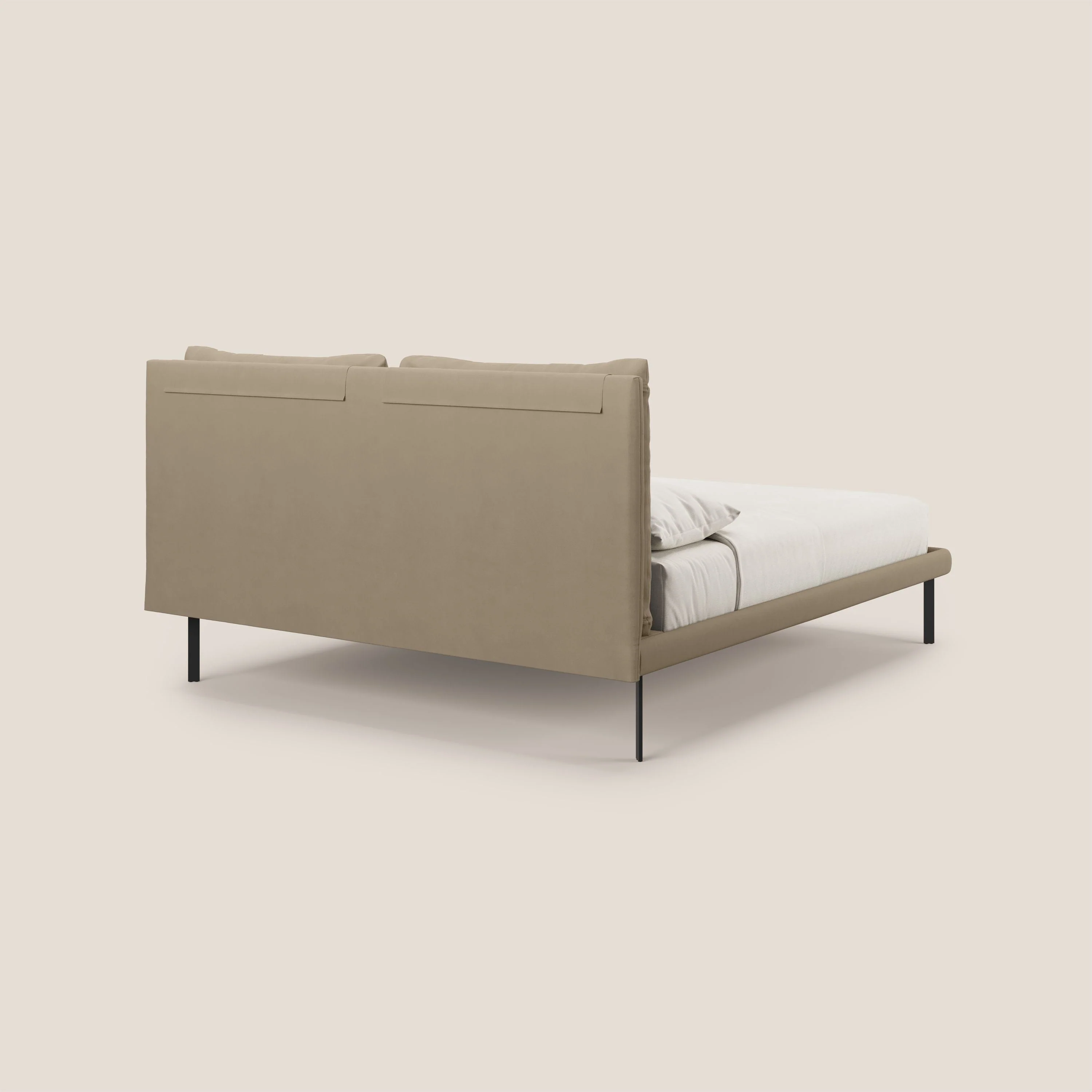 Giselle lit moderne avec coussins tête de lit réglables avec poches en microfibre imperméable T11 Taupe tortora - Image 5