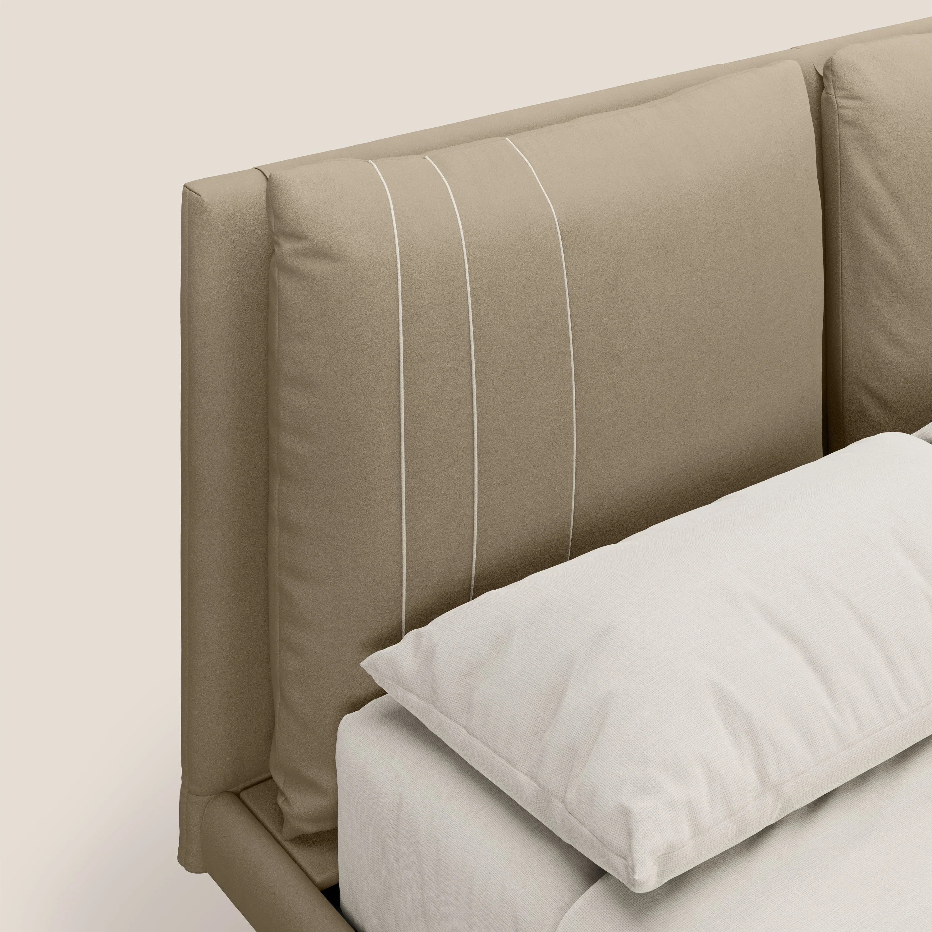 Giselle lit moderne avec coussins tête de lit réglables avec poches en microfibre imperméable T11 Taupe tortora - Image 6