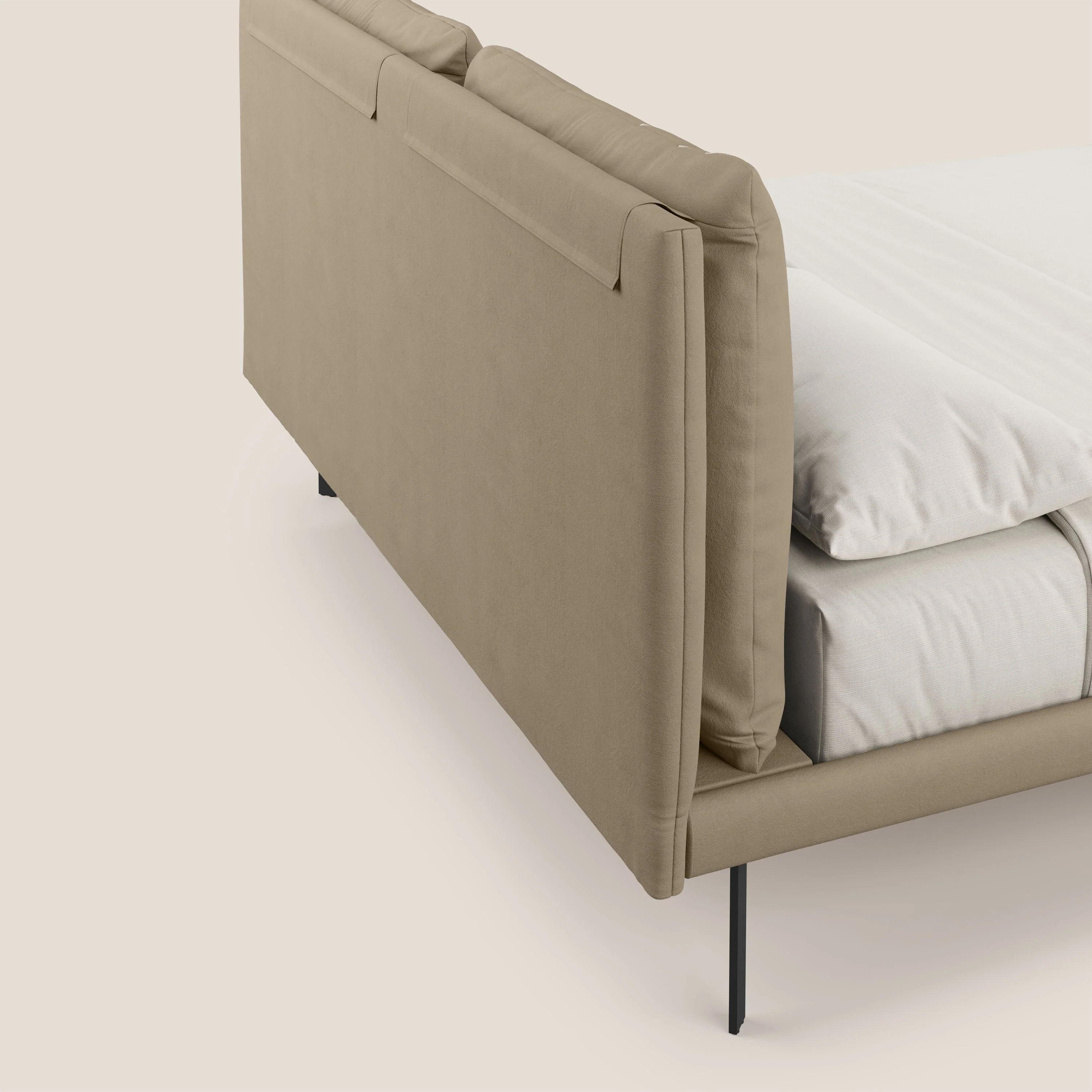 Giselle lit moderne avec coussins tête de lit réglables avec poches en microfibre imperméable T11 Taupe tortora - Image 7