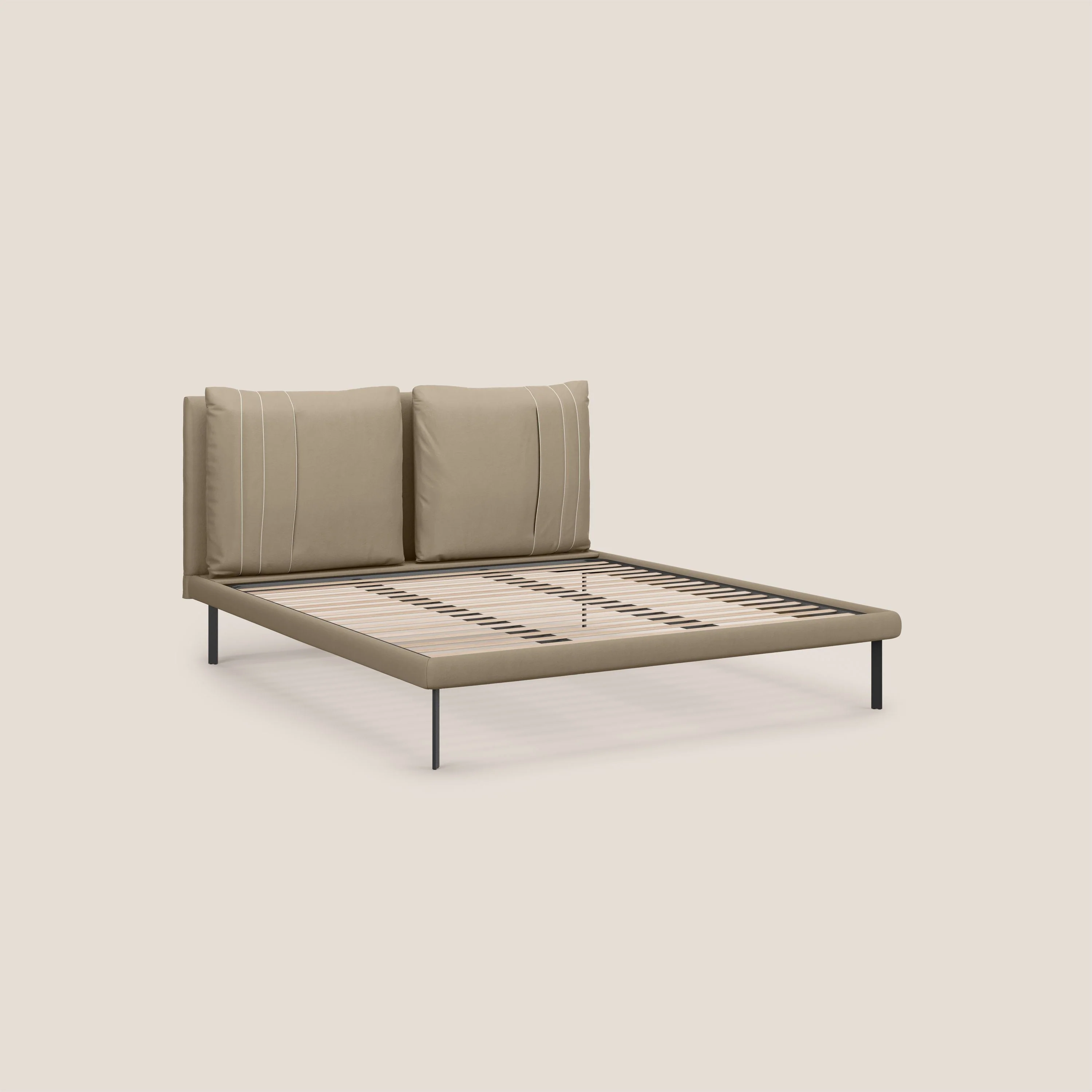 Giselle lit moderne avec coussins tête de lit réglables avec poches en microfibre imperméable T11 Taupe tortora - Image 8