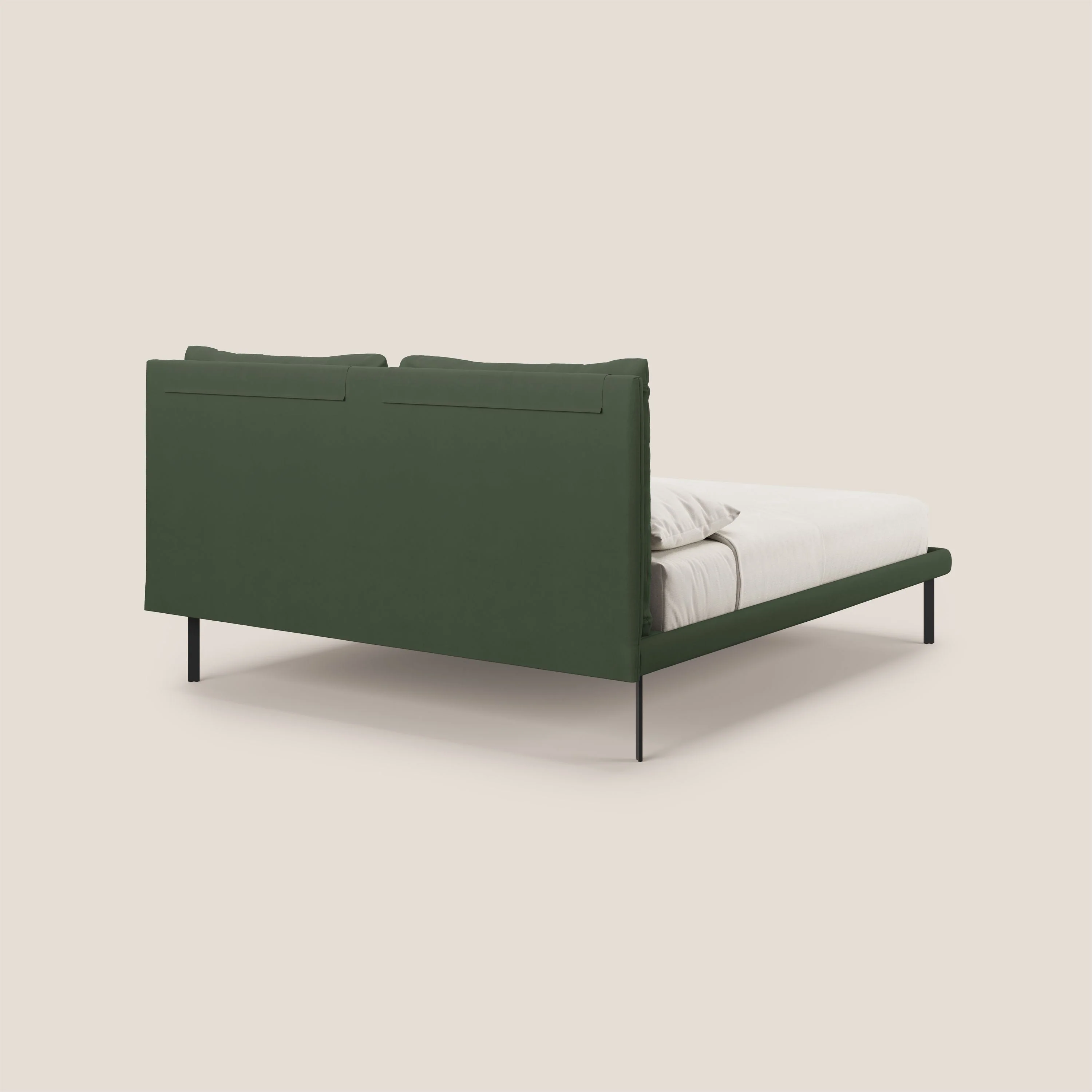 Giselle lit moderne avec coussins tête de lit réglables avec poches en microfibre imperméable T11 vert - Image 5