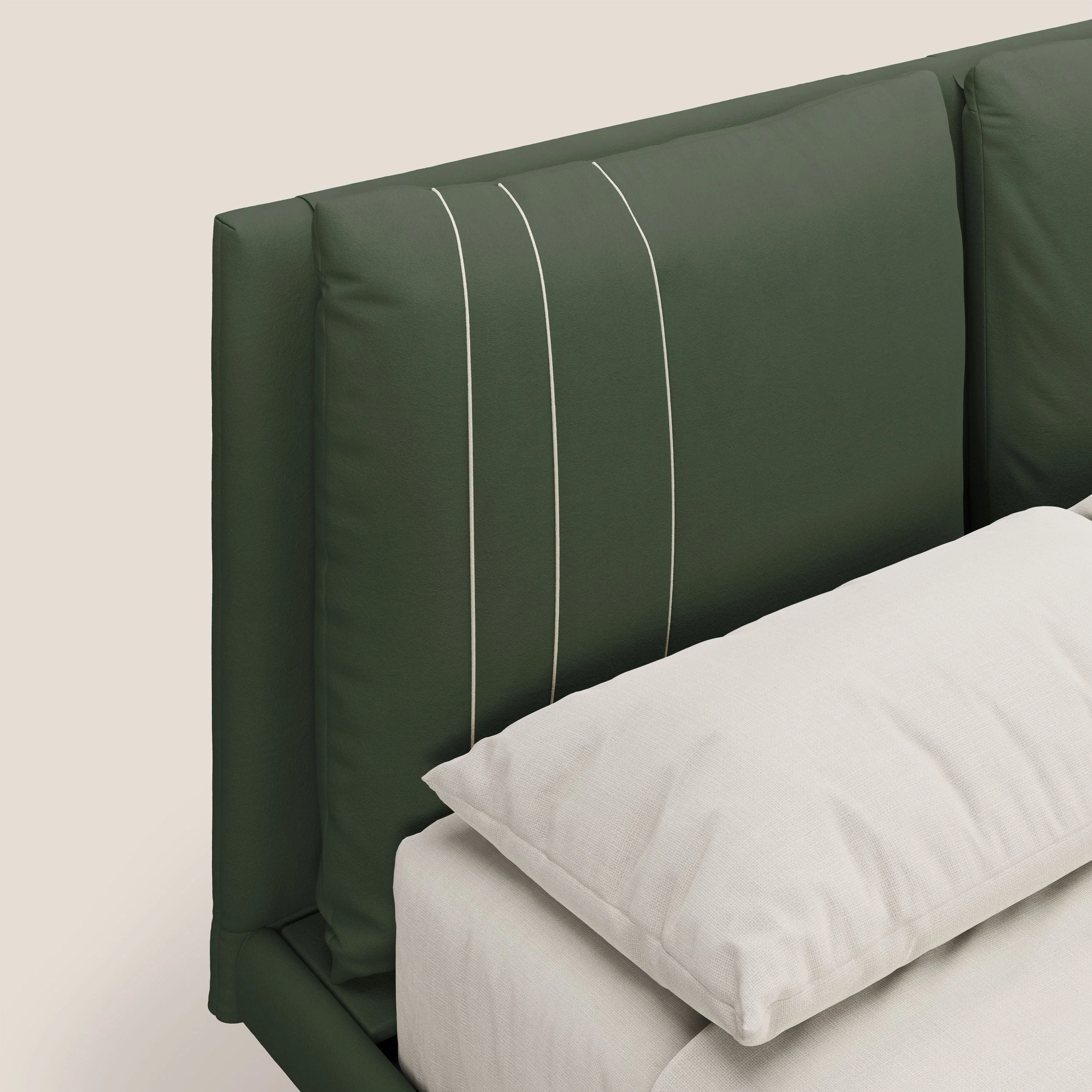 Giselle lit moderne avec coussins tête de lit réglables avec poches en microfibre imperméable T11 vert - Image 6