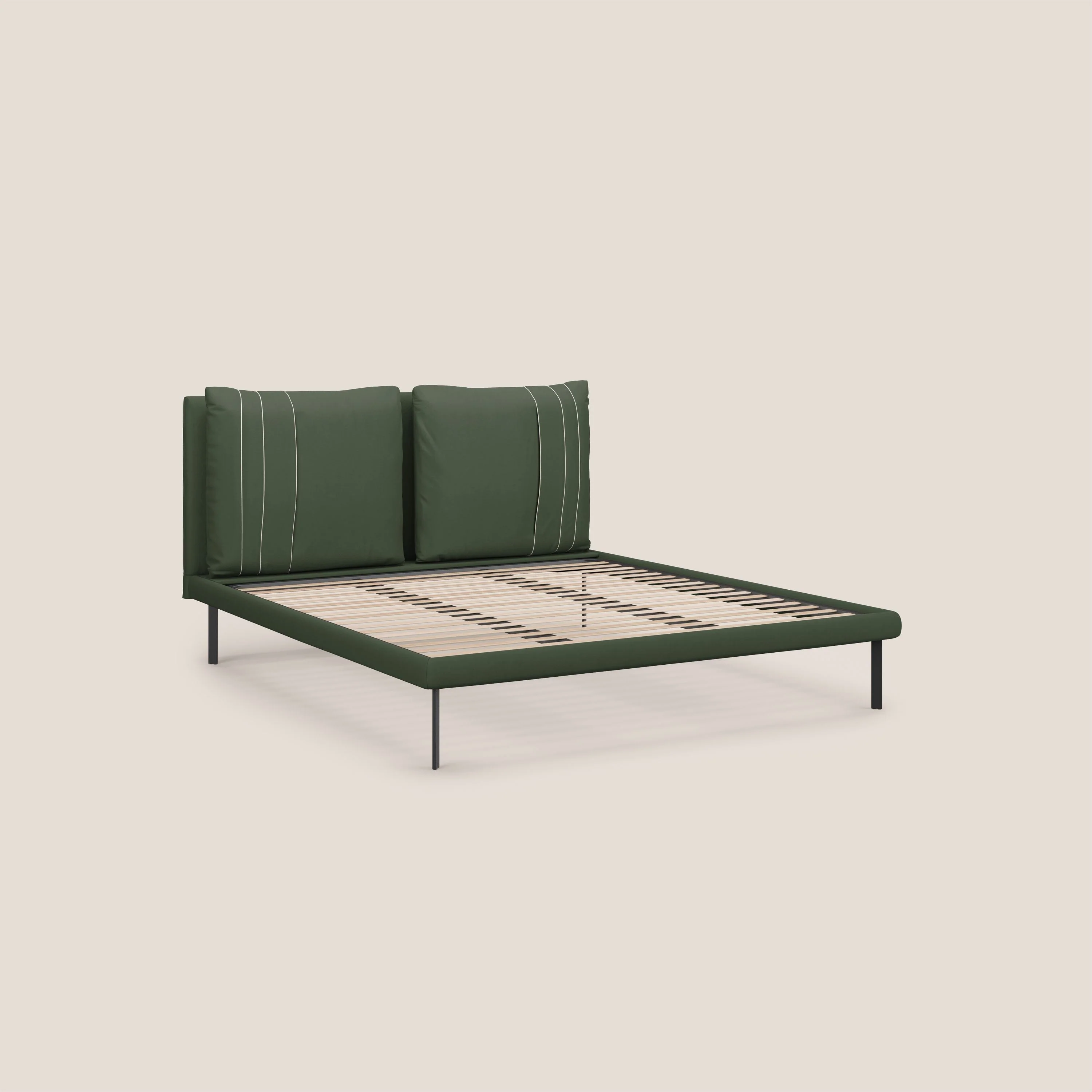 Giselle lit moderne avec coussins tête de lit réglables avec poches en microfibre imperméable T11 vert - Image 8