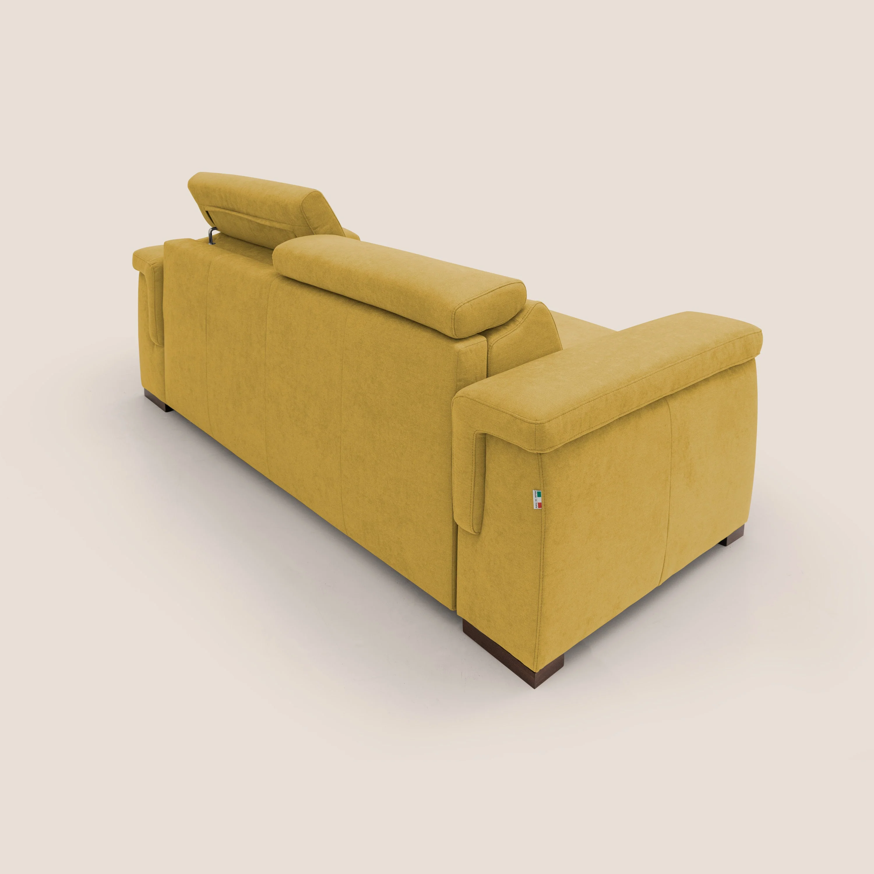 Giunone canapé convertible 200 cm (mat. 120x197 cm) avec matelas de 18 cm et têtières inclinables en tissu imperméable T02 jaune - Image 10