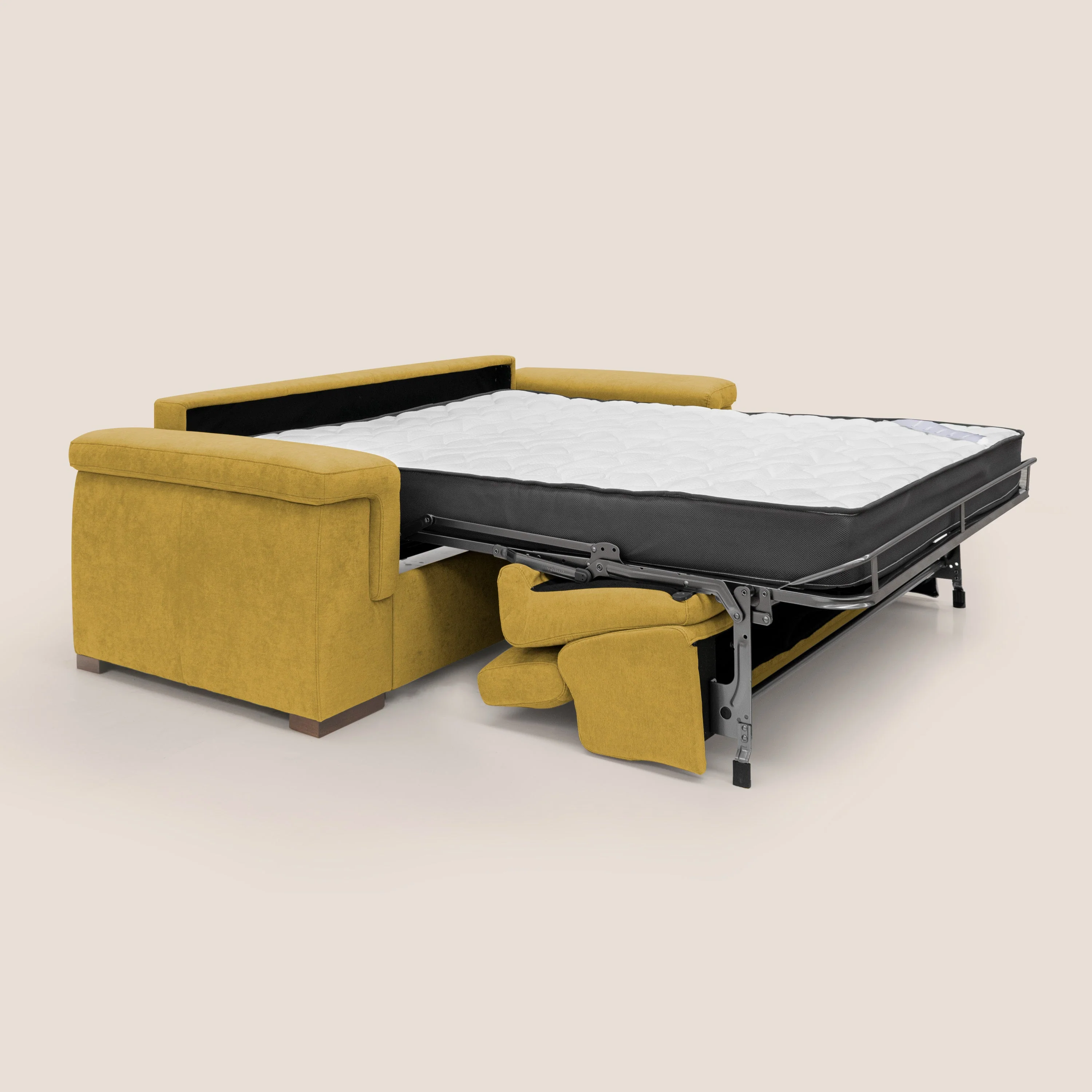 Giunone canapé convertible 200 cm (mat. 120x197 cm) avec matelas de 18 cm et têtières inclinables en tissu imperméable T02 jaune - Image 2