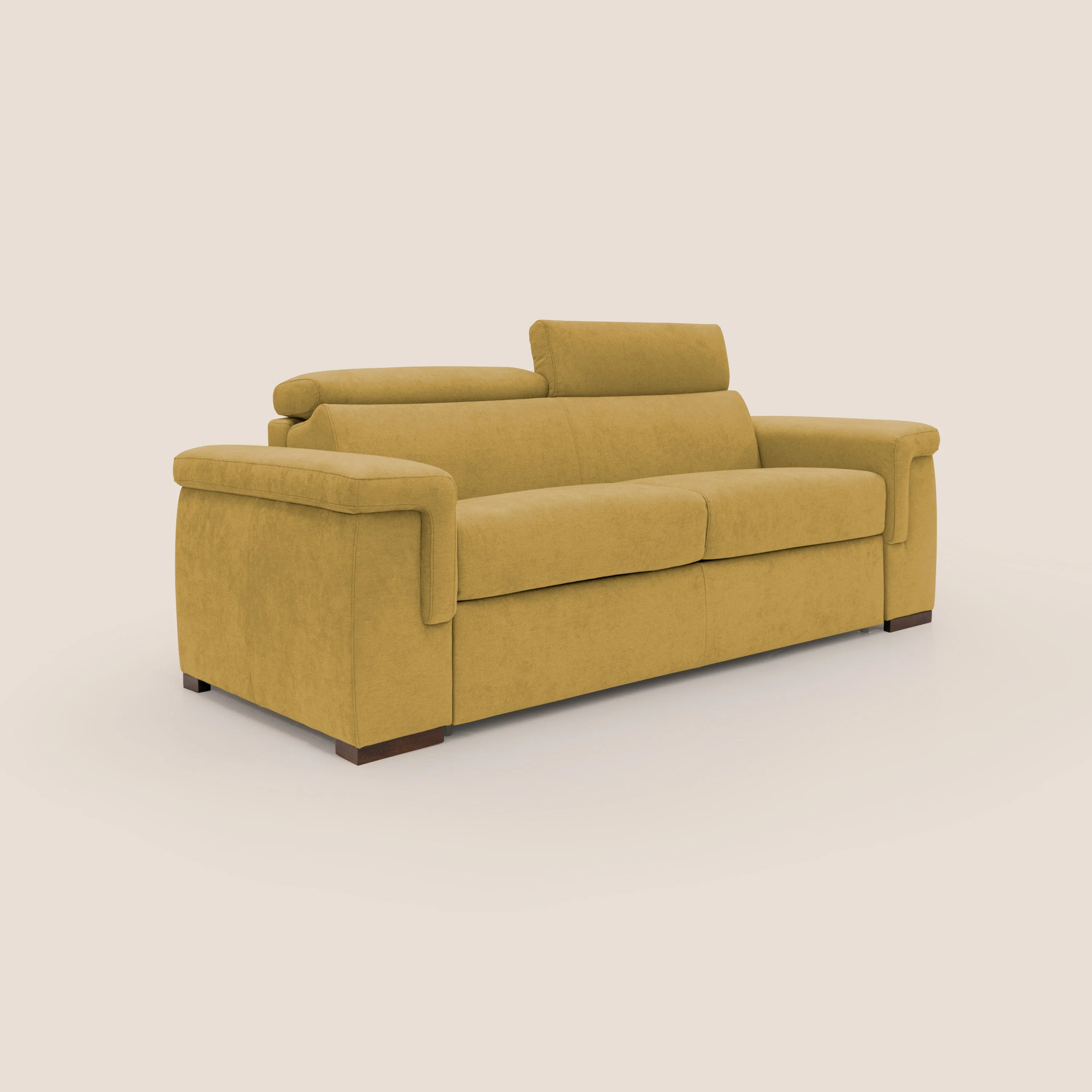Giunone canapé convertible 200 cm (mat. 120x197 cm) avec matelas de 18 cm et têtières inclinables en tissu imperméable T02 jaune - Image 4