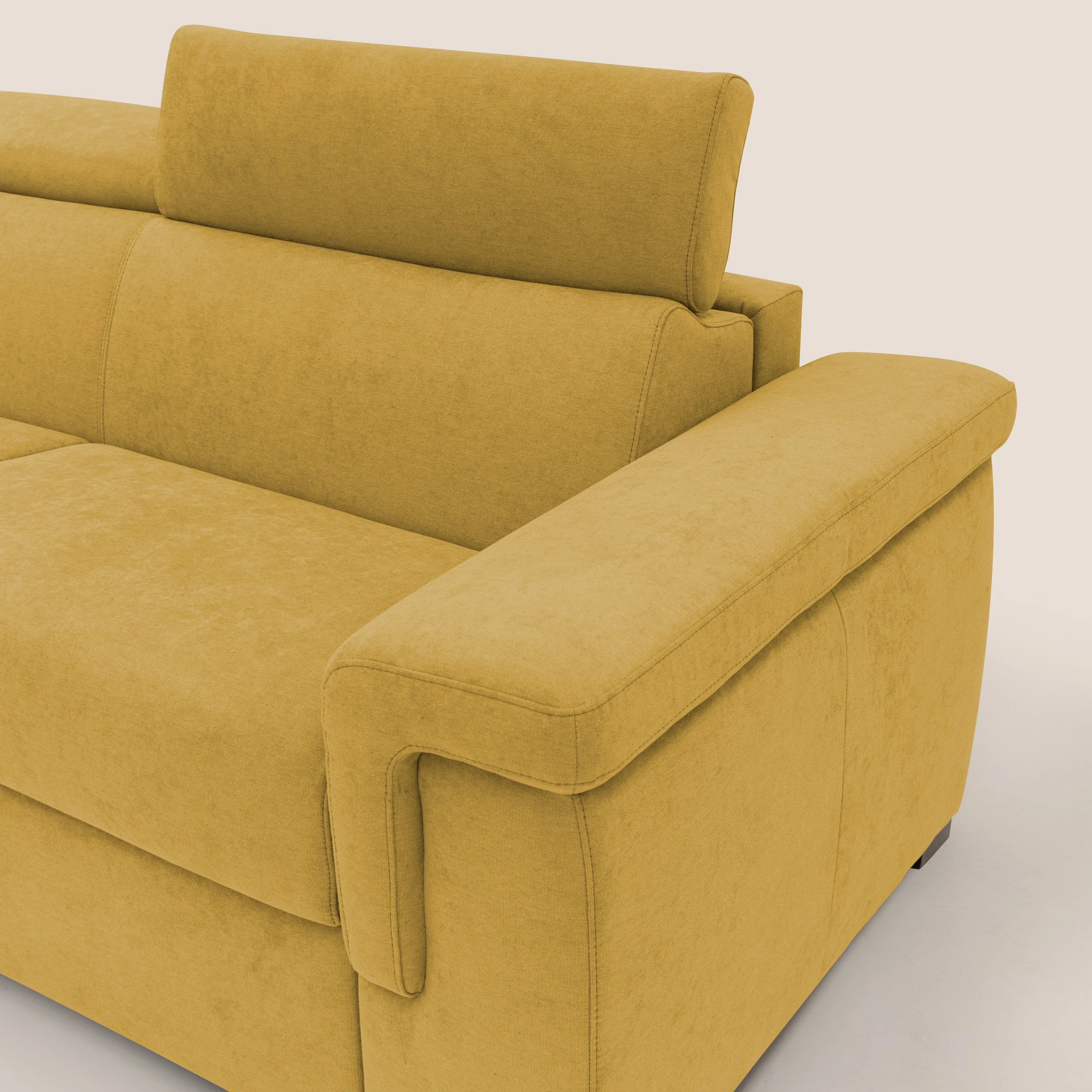 Giunone canapé convertible 200 cm (mat. 120x197 cm) avec matelas de 18 cm et têtières inclinables en tissu imperméable T02 jaune - Image 5
