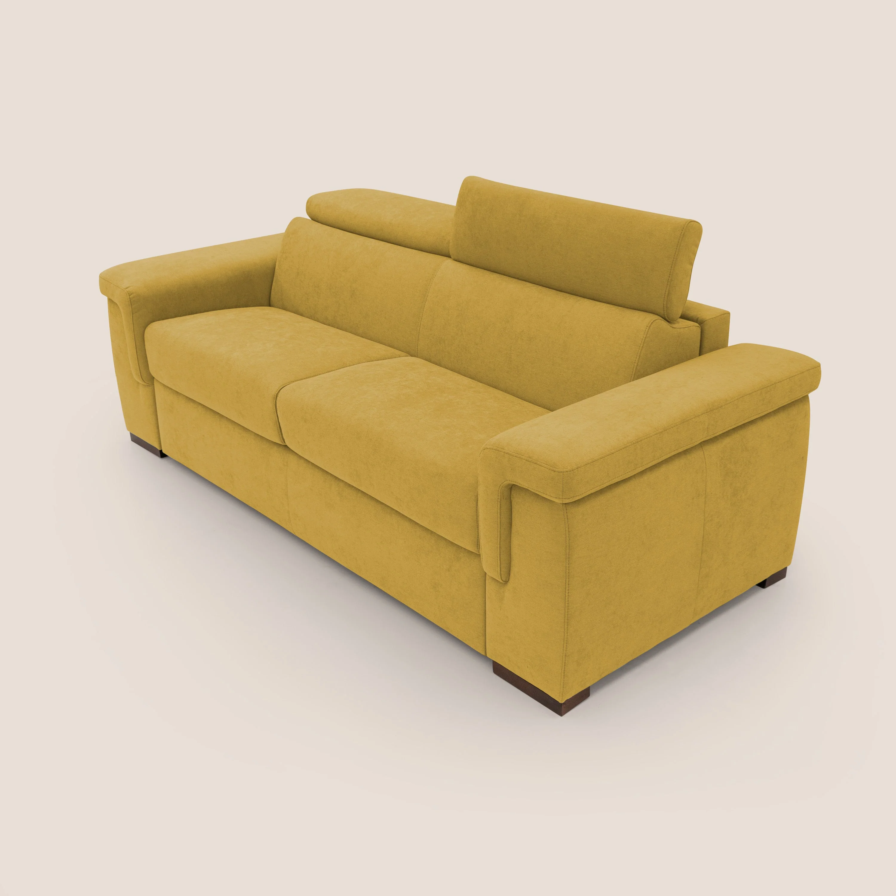 Giunone canapé convertible 200 cm (mat. 120x197 cm) avec matelas de 18 cm et têtières inclinables en tissu imperméable T02 jaune - Image 6