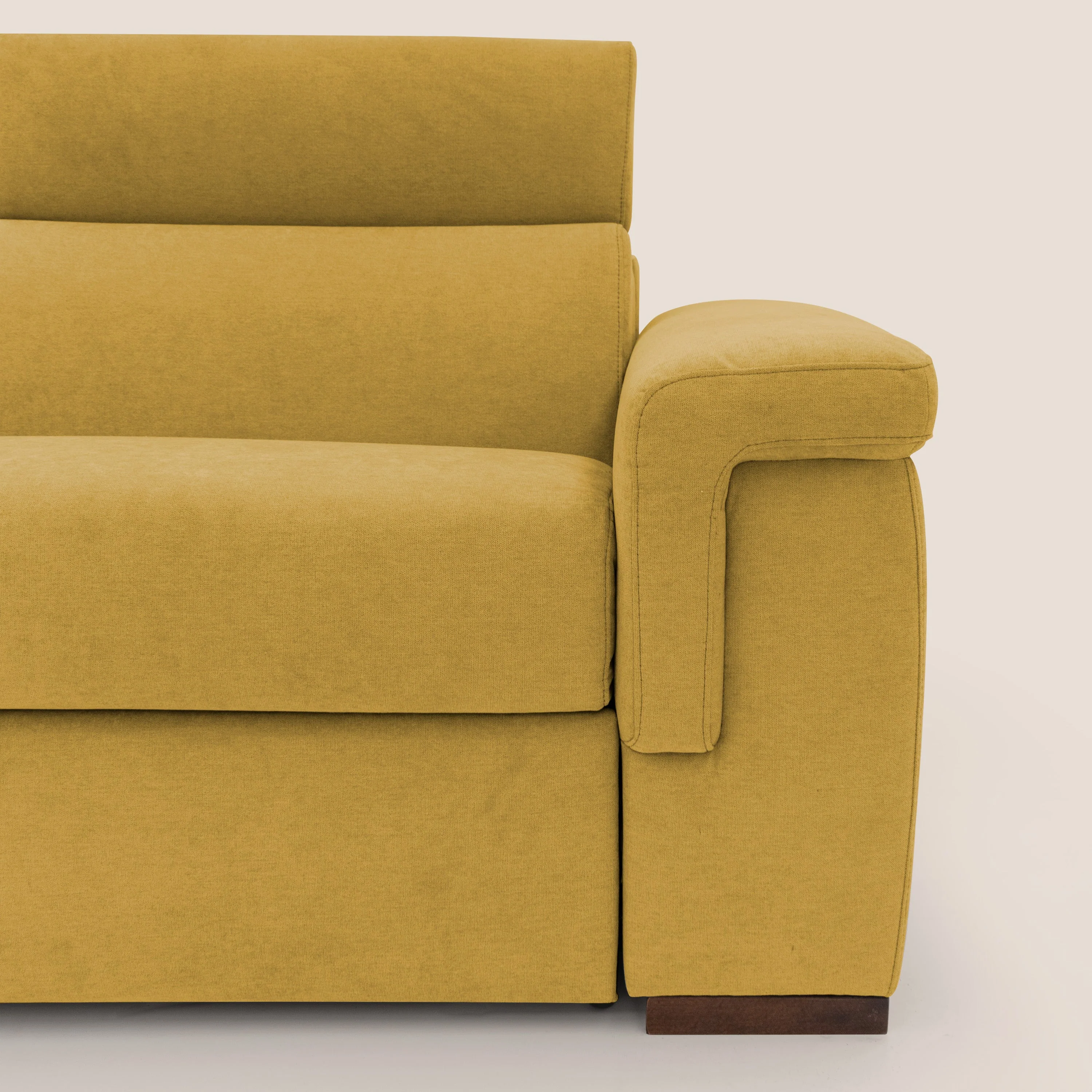 Giunone canapé convertible 200 cm (mat. 120x197 cm) avec matelas de 18 cm et têtières inclinables en tissu imperméable T02 jaune - Image 8