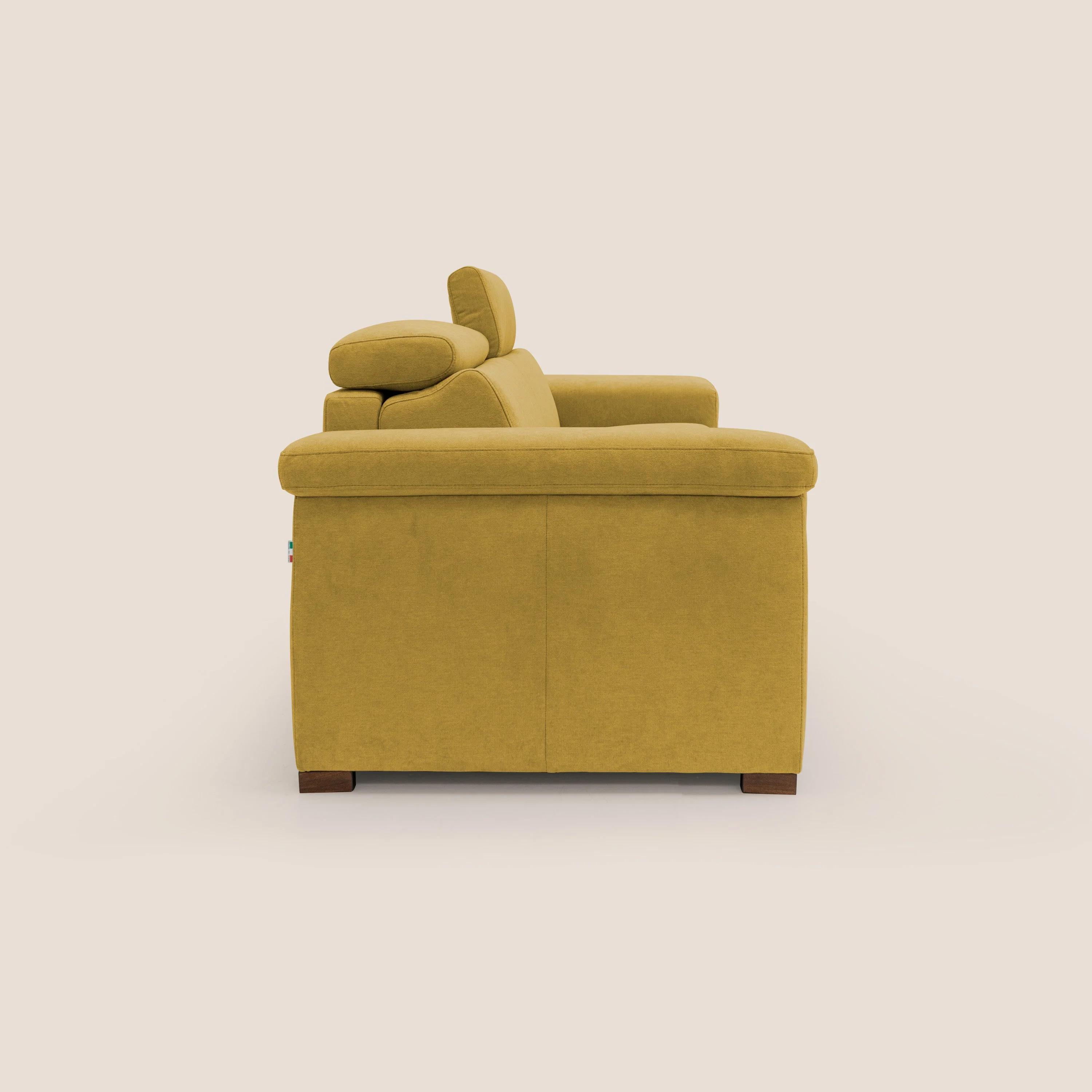Giunone canapé convertible 200 cm (mat. 120x197 cm) avec matelas de 18 cm et têtières inclinables en tissu imperméable T02 jaune - Image 9