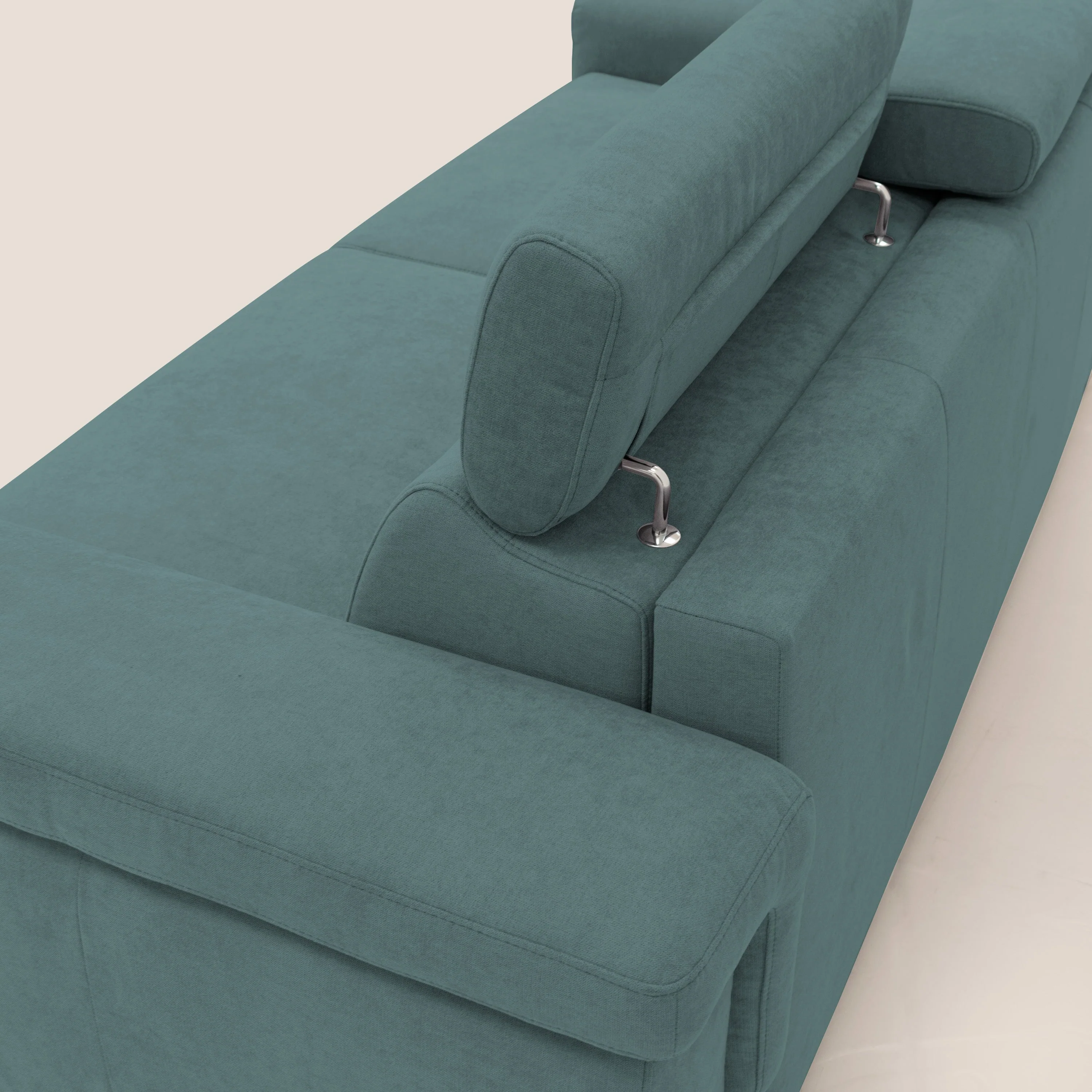 Giunone canapé convertible 240 cm (mat. 160x197 cm) avec matelas de 18 cm et têtières inclinables en tissu imperméable T02 bleu canard - Image 11