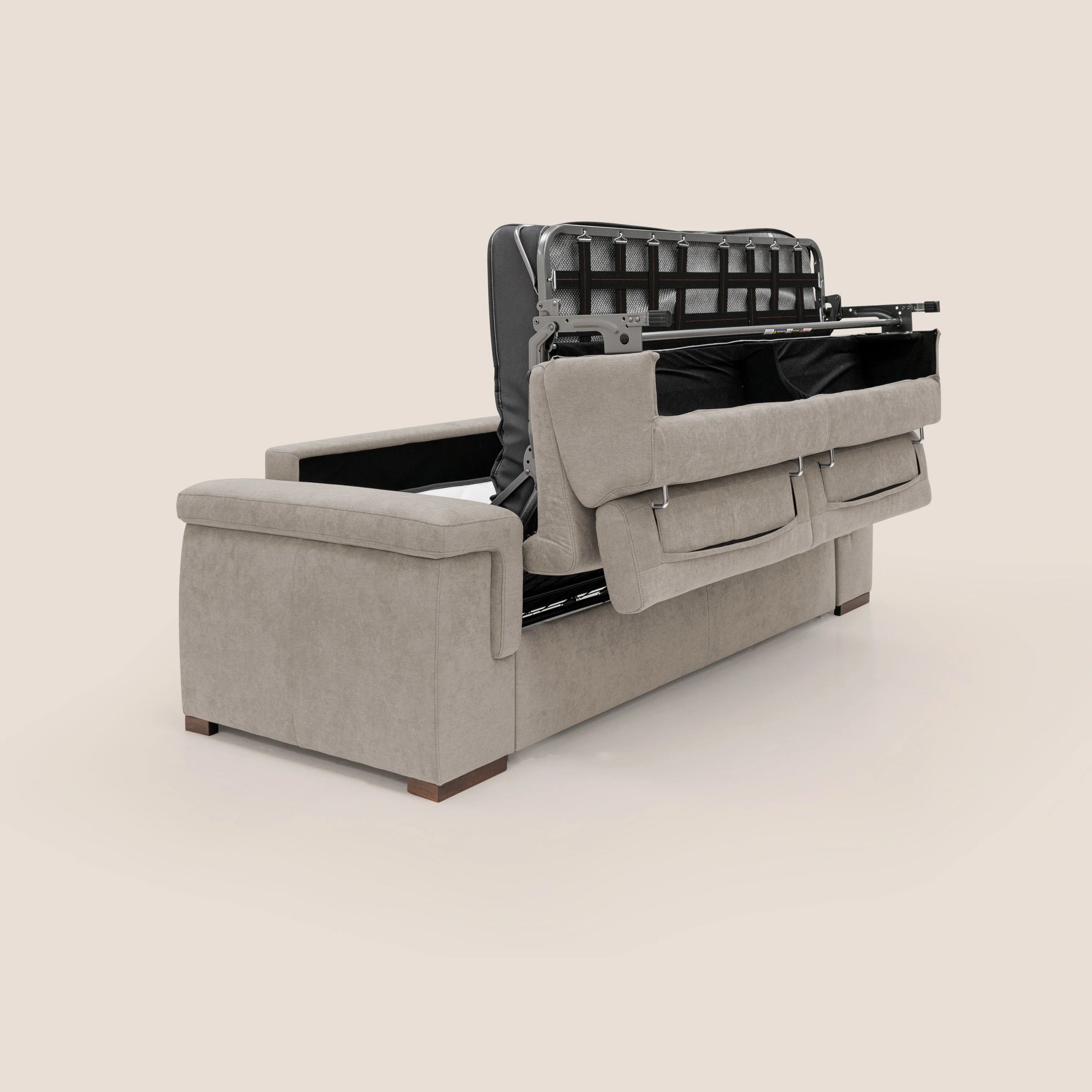 Giunone canapé convertible avec matelas de 18 cm et têtières inclinables en tissu imperméable T02 beige - Image 3