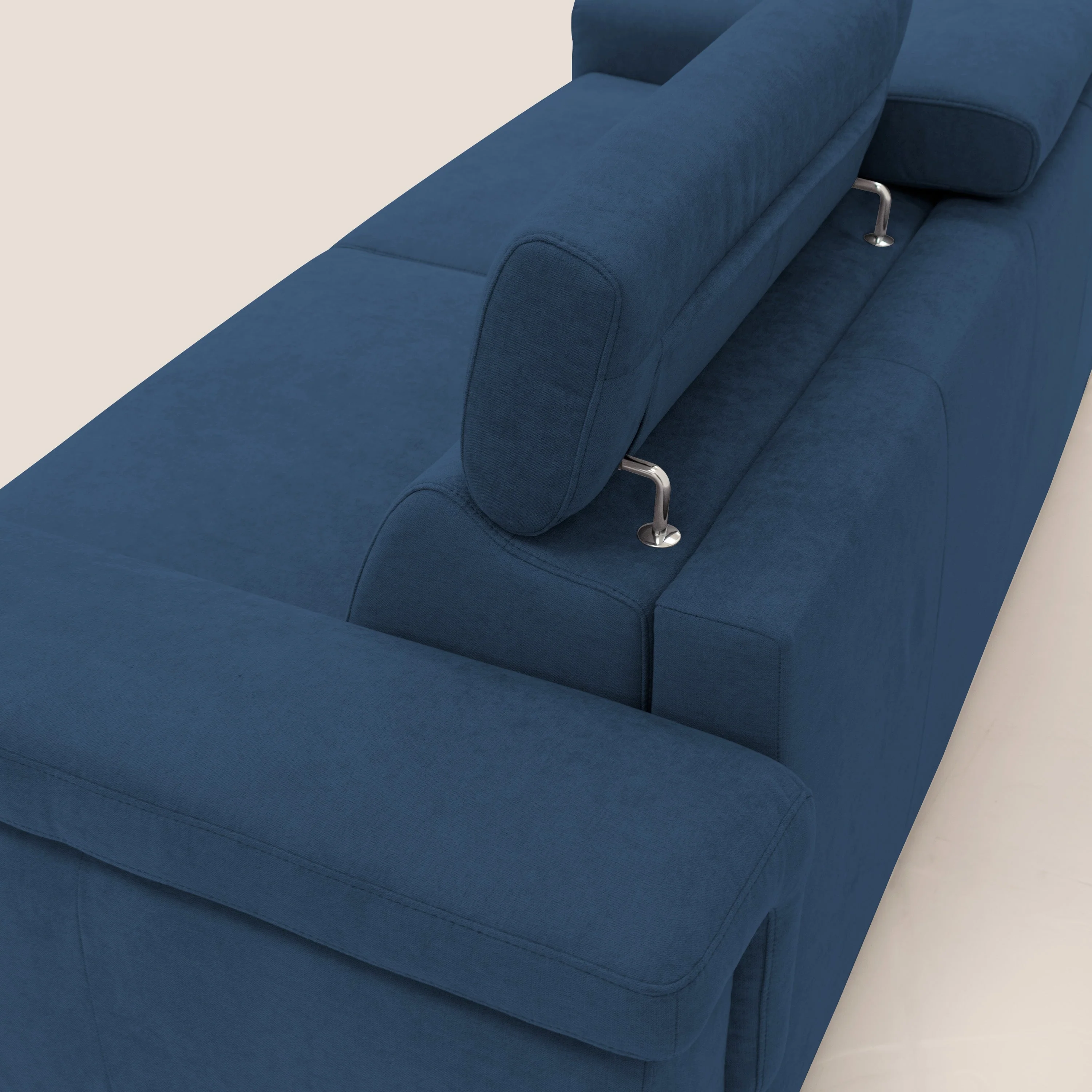 Giunone canapé convertible avec matelas de 18 cm et têtières inclinables en tissu imperméable T02 bleu - Image 11