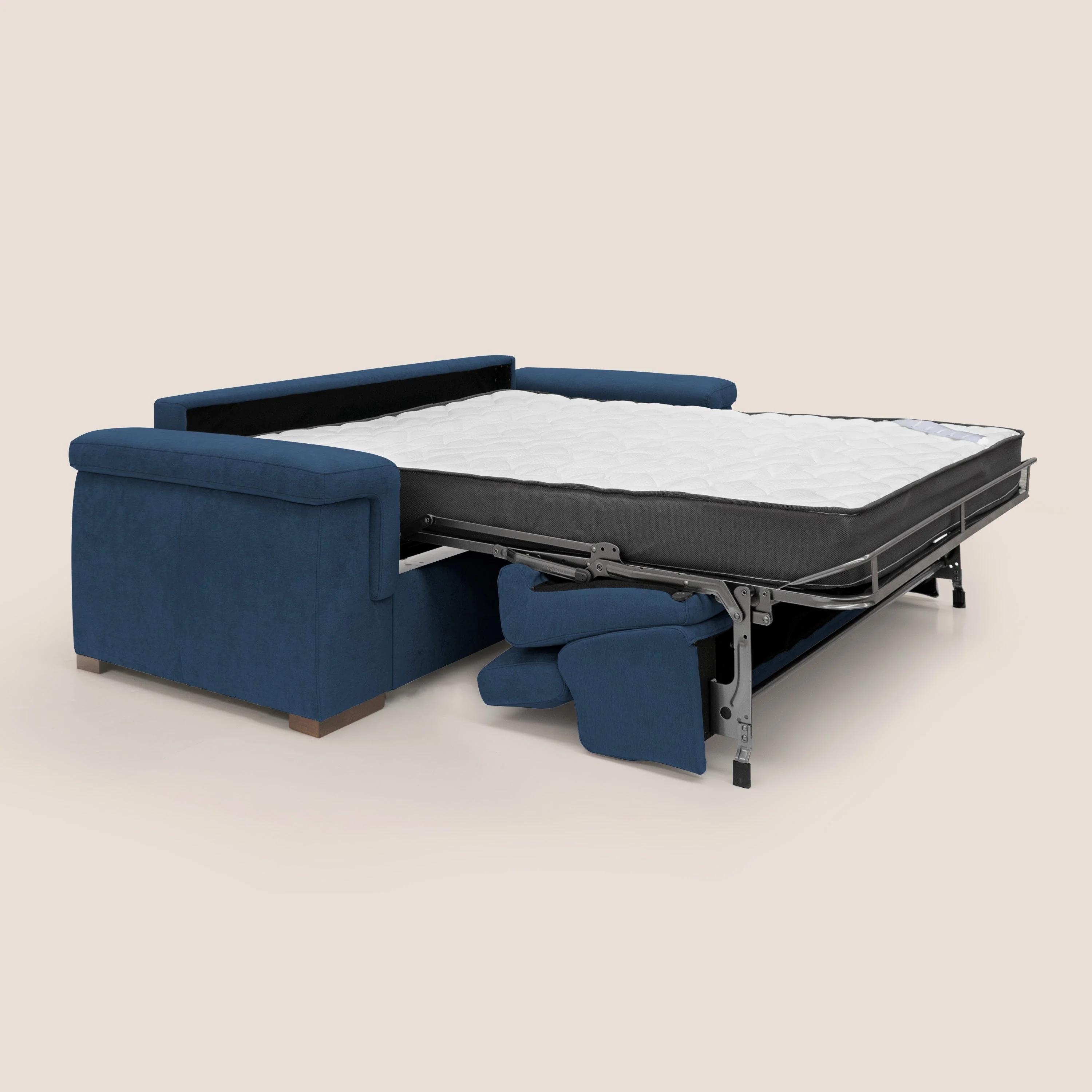 Giunone canapé convertible avec matelas de 18 cm et têtières inclinables en tissu imperméable T02 bleu - Image 2