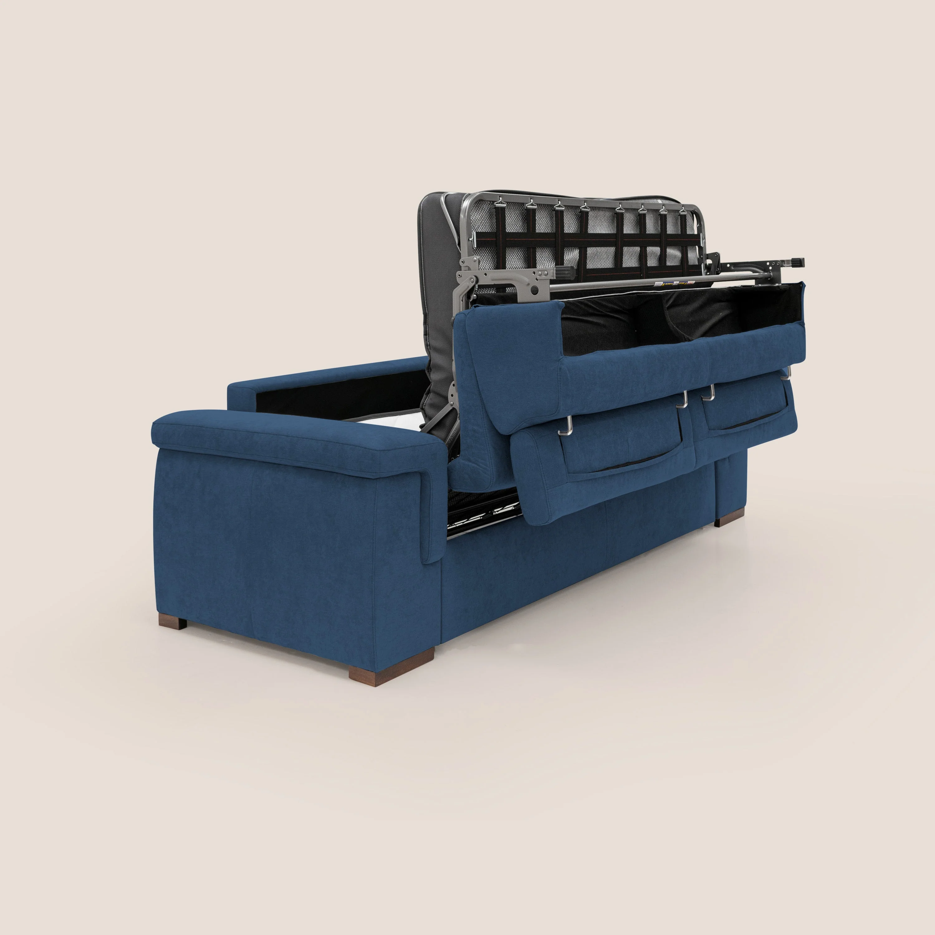 Giunone canapé convertible avec matelas de 18 cm et têtières inclinables en tissu imperméable T02 bleu - Image 3